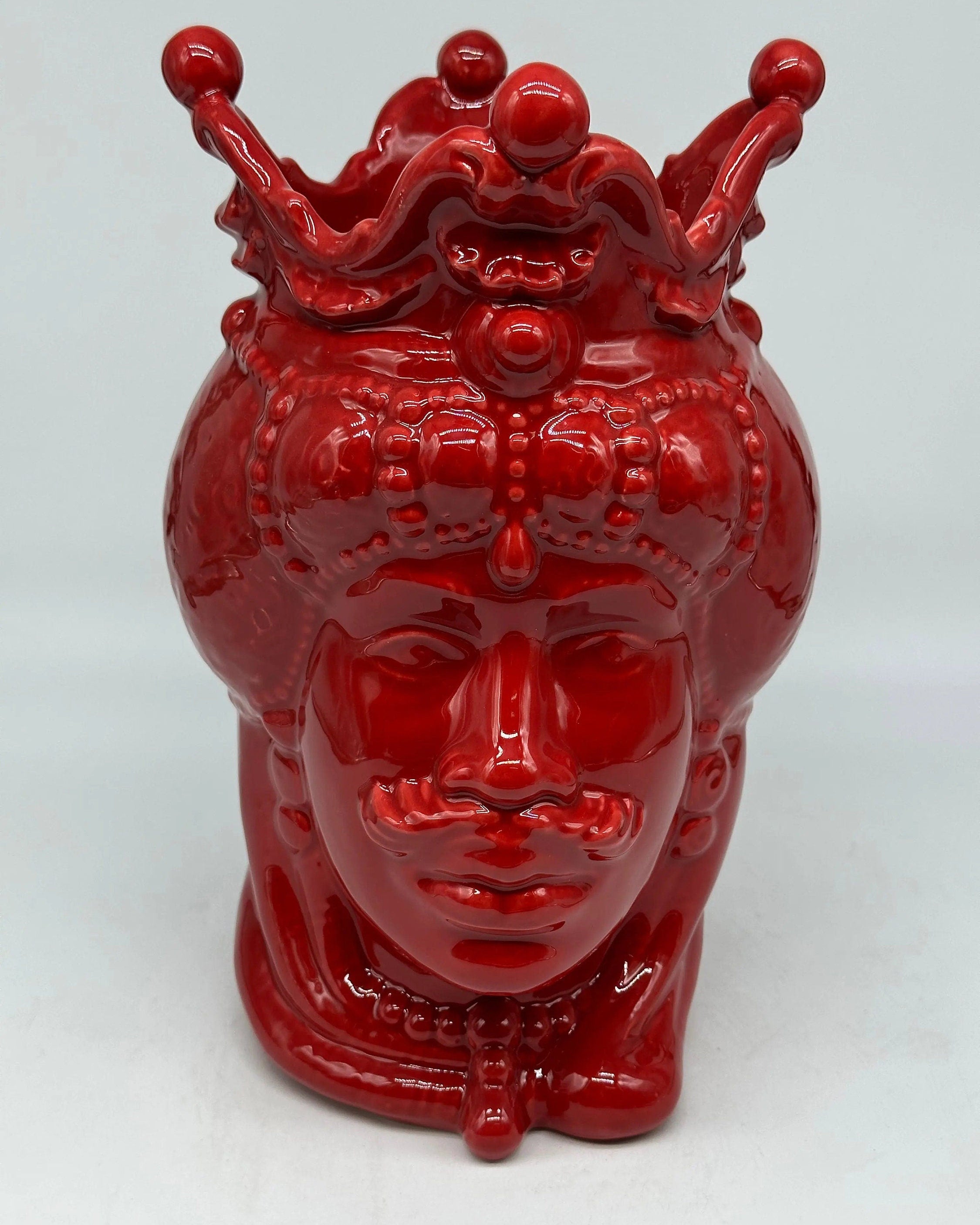 Teste di Moro Emiro Ceramica Caltagirone cm H.30 L.18 Artigianale Rosso DD CERAMICHE SICILIANE