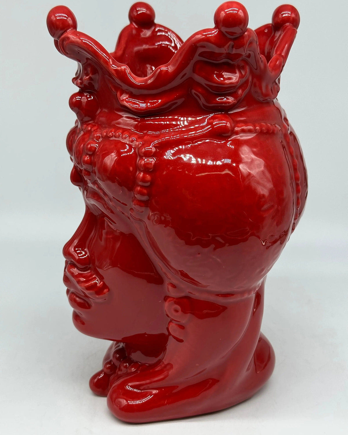 Teste di Moro Emiro Ceramica Caltagirone cm H.30 L.18 Artigianale Rosso DD CERAMICHE SICILIANE