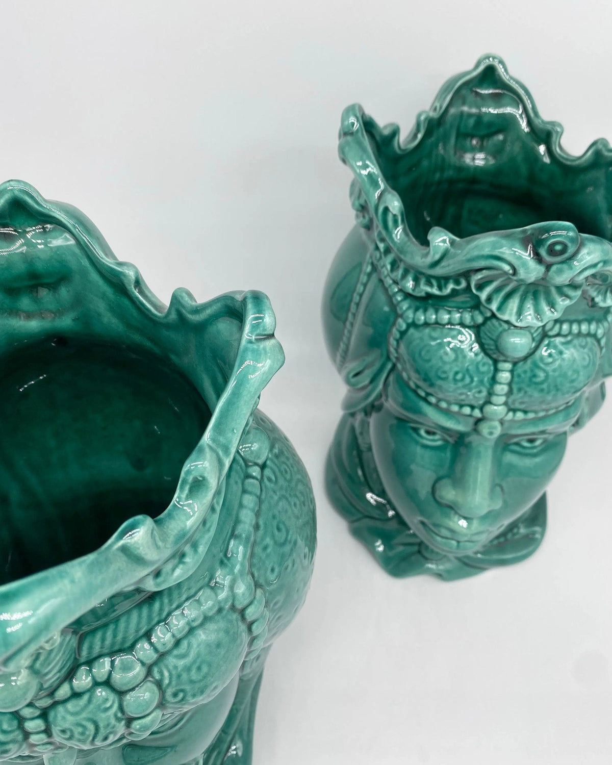 Teste di Moro Emiro Ceramica Caltagirone cm H.30 L.18 Artigianale Verde DD CERAMICHE SICILIANE