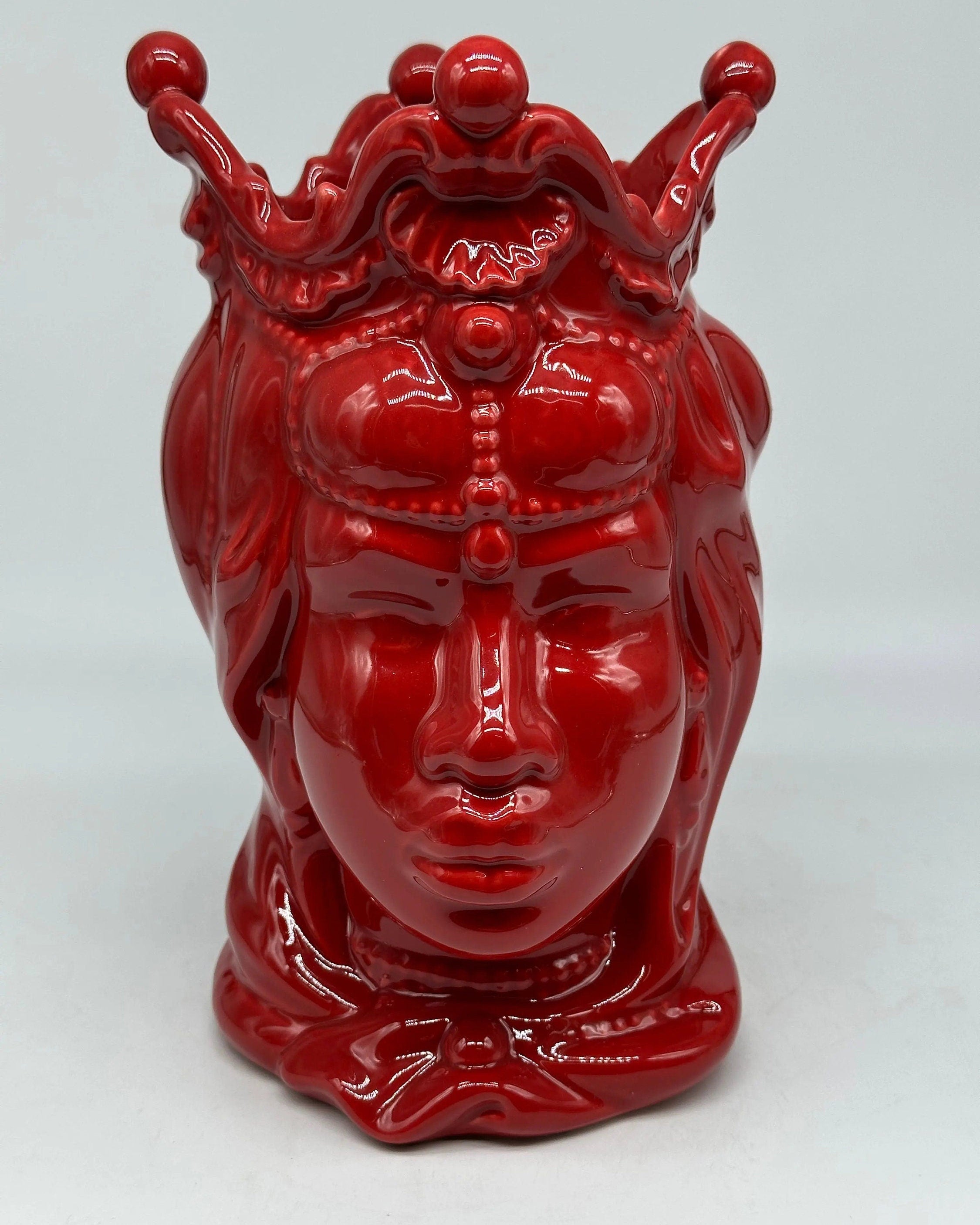 Teste di Moro Emiro Ceramica Caltagirone cm H.30 L.18 Artigianale Rosso DD CERAMICHE SICILIANE