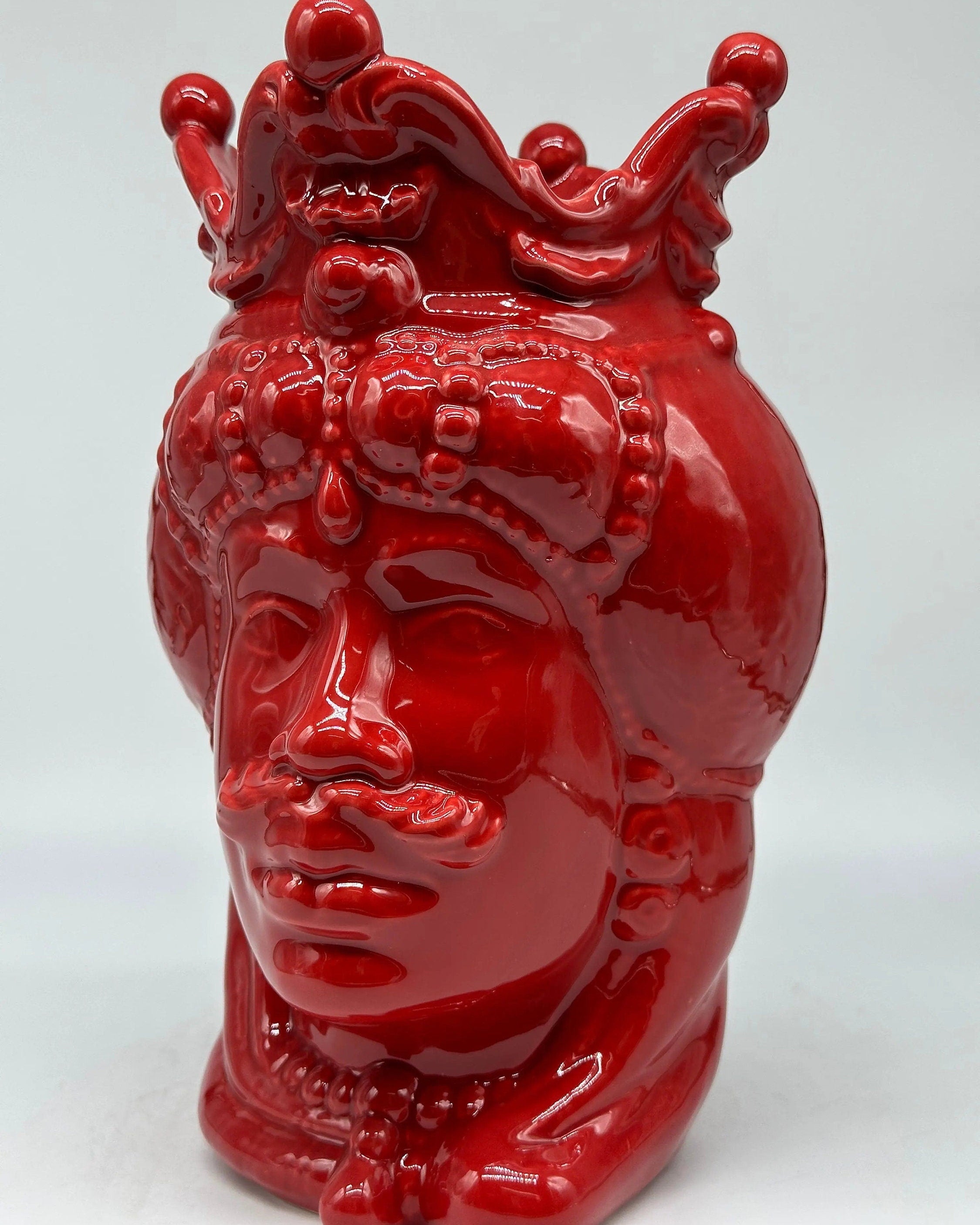 Teste di Moro Emiro Ceramica Caltagirone cm H.30 L.18 Artigianale Rosso DD CERAMICHE SICILIANE