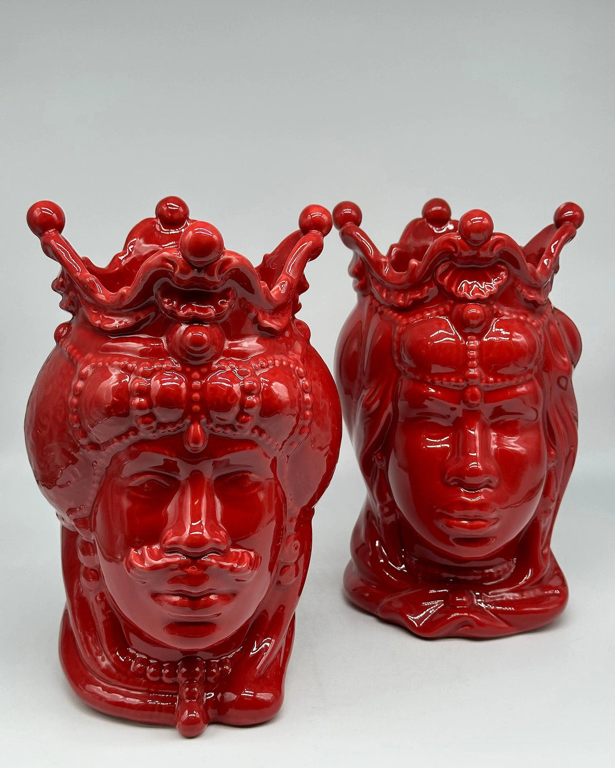 Teste di Moro Emiro Ceramica Caltagirone cm H.30 L.18 Artigianale Rosso DD CERAMICHE SICILIANE
