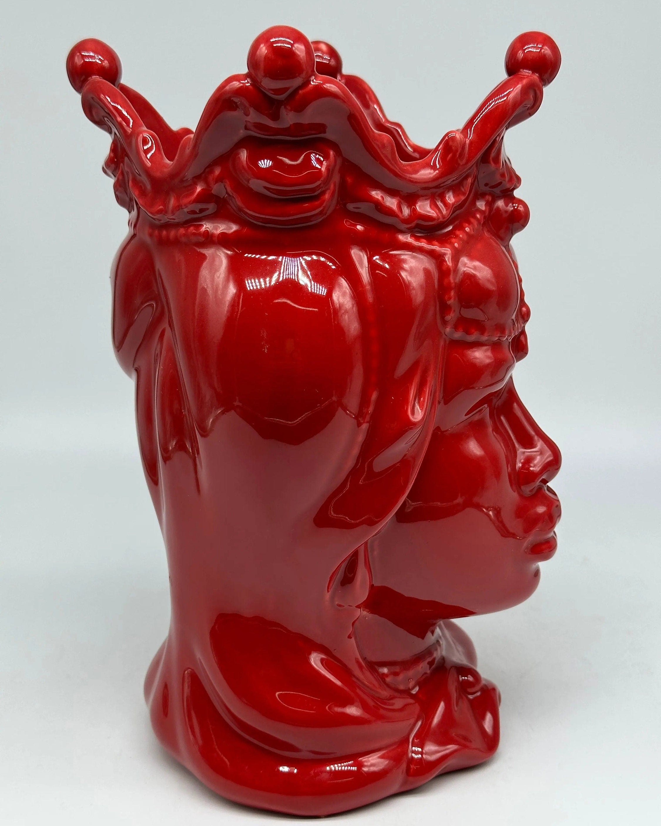 Teste di Moro Emiro Ceramica Caltagirone cm H.30 L.18 Artigianale Rosso DD CERAMICHE SICILIANE