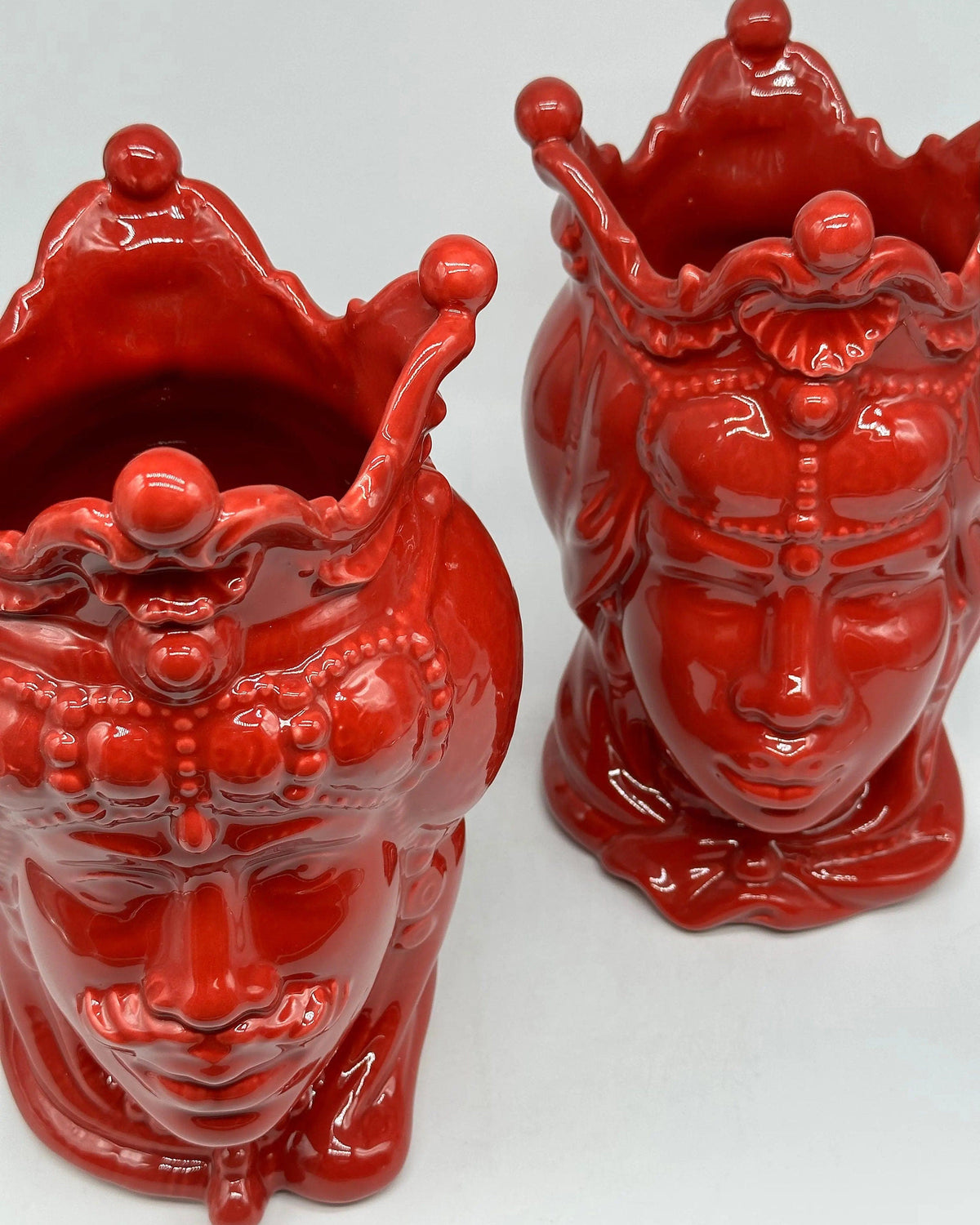 Teste di Moro Emiro Ceramica Caltagirone cm H.30 L.18 Artigianale Rosso DD CERAMICHE SICILIANE