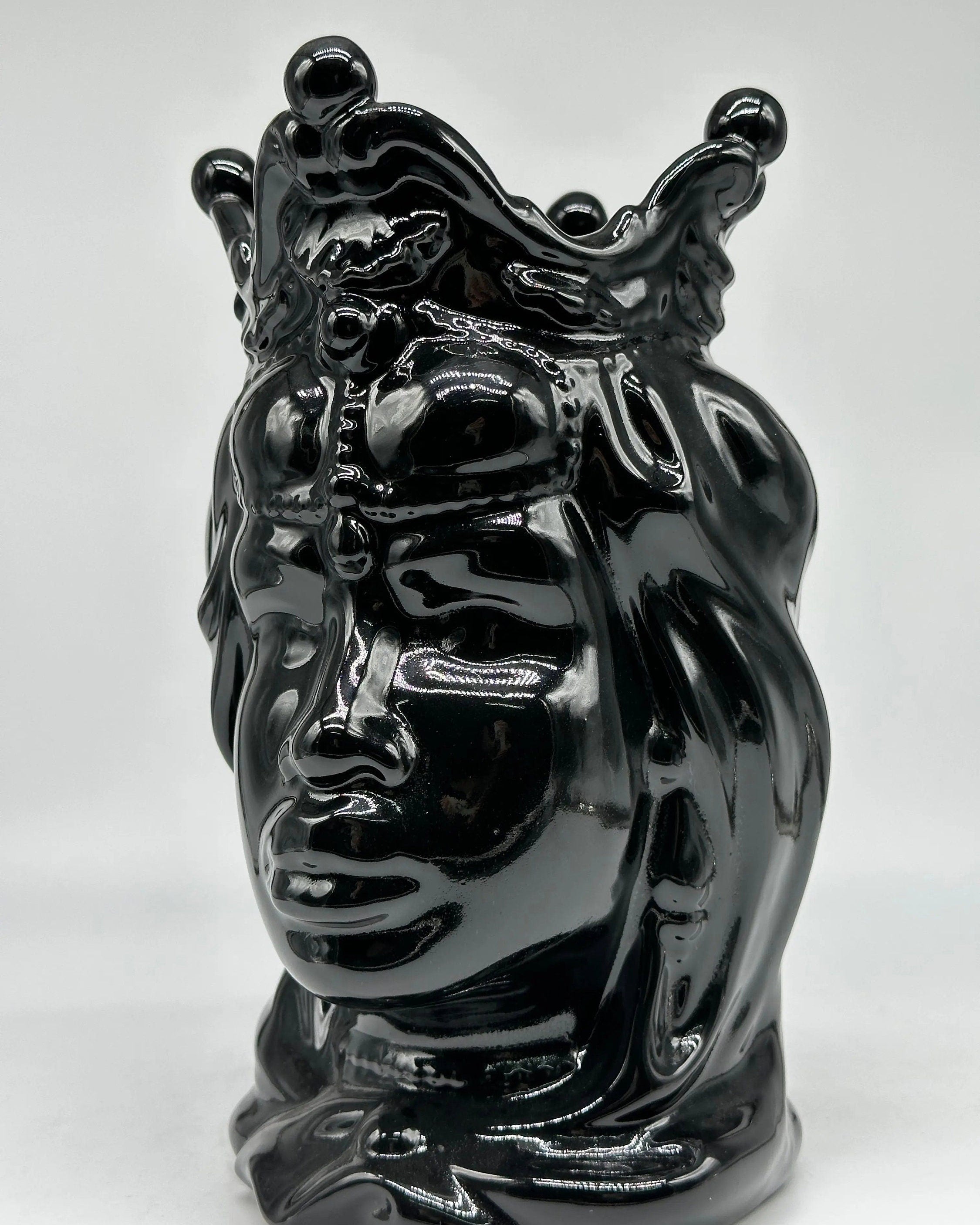 Teste di Moro Emiro Ceramica Caltagirone cm H.30 L.18 Artigianale Nero Lucido DD CERAMICHE SICILIANE