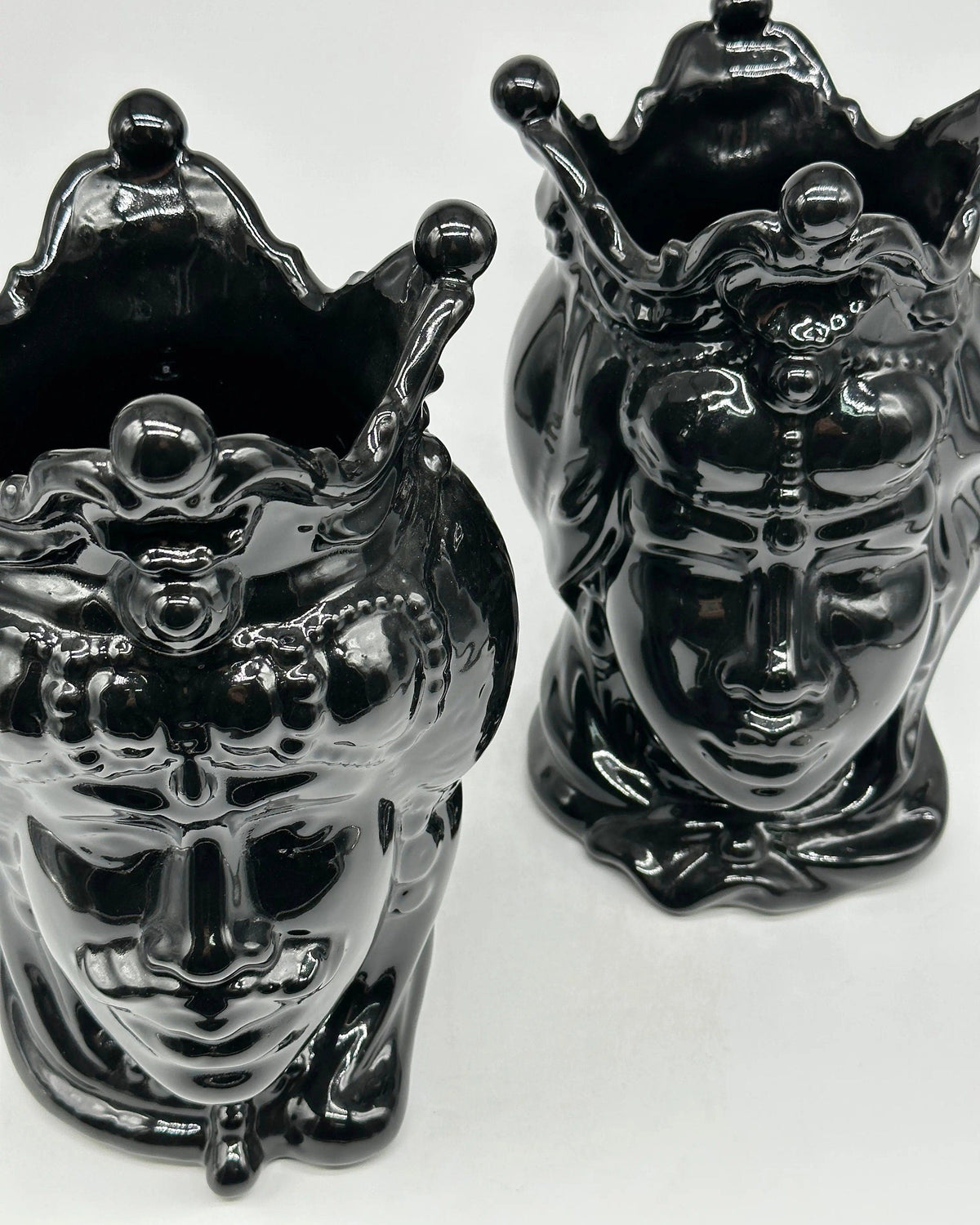 Teste di Moro Emiro Ceramica Caltagirone cm H.30 L.18 Artigianale Nero Lucido DD CERAMICHE SICILIANE