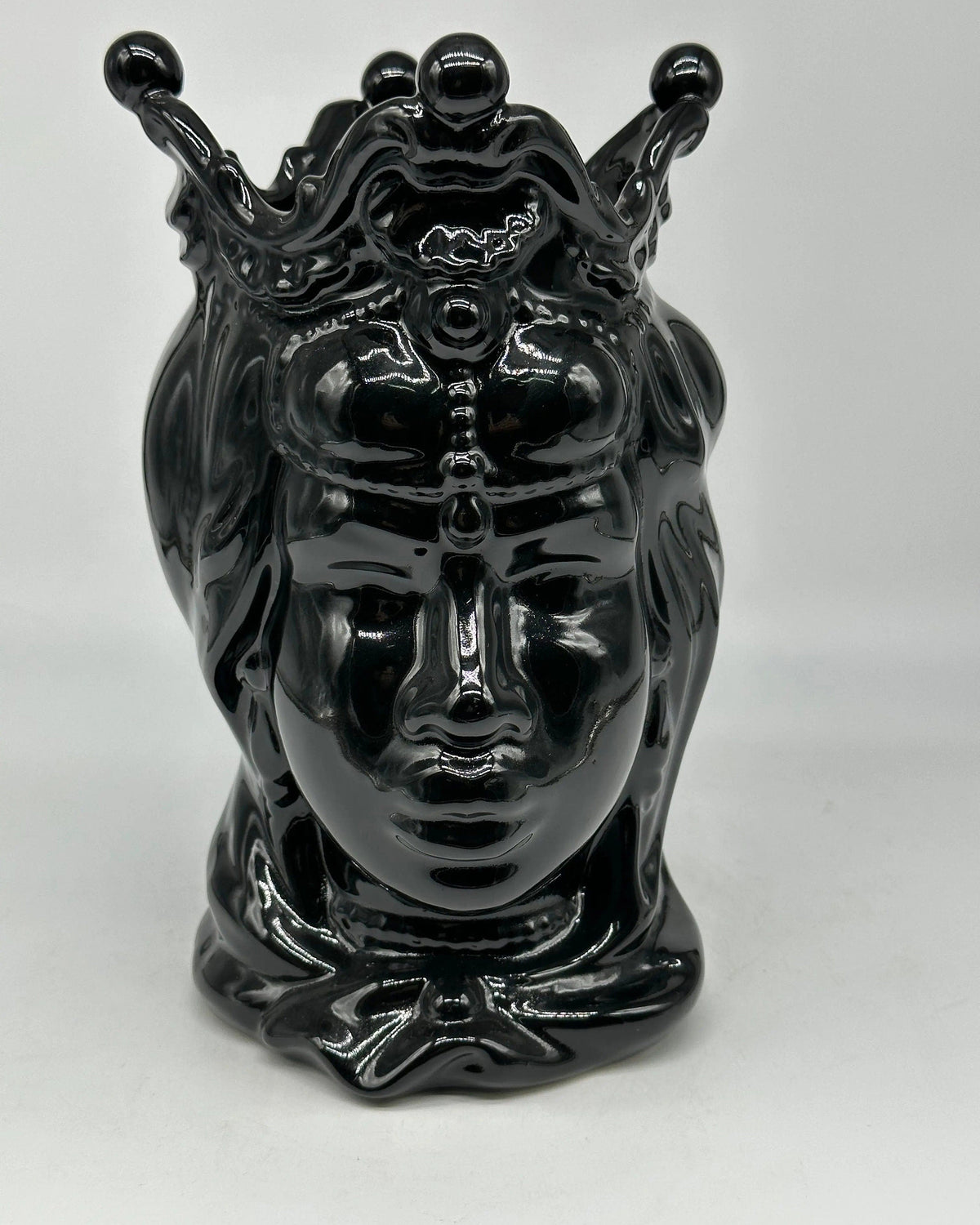Teste di Moro Emiro Ceramica Caltagirone cm H.30 L.18 Artigianale Nero Lucido DD CERAMICHE SICILIANE
