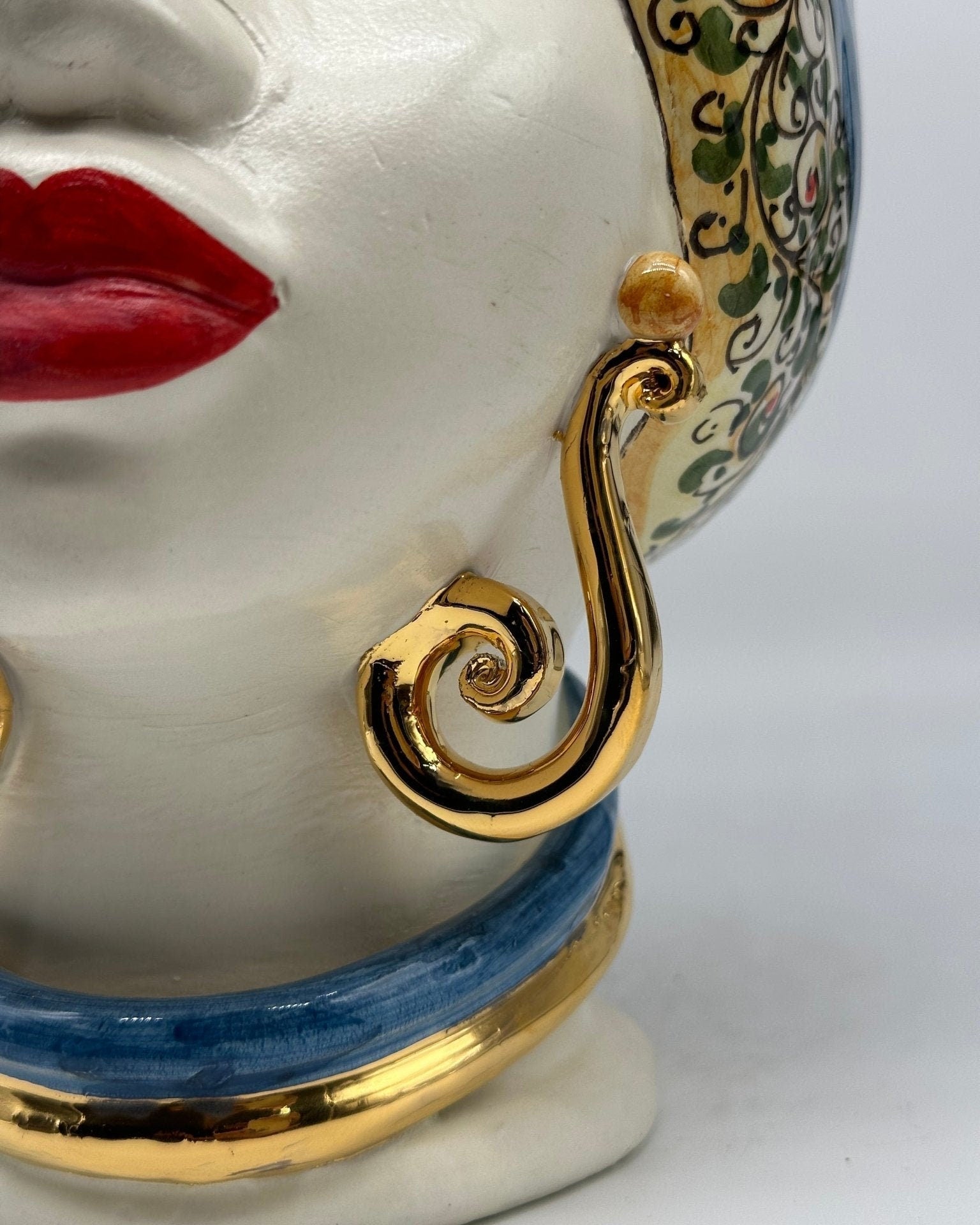 Teste di Moro Horus Ceramica Caltagirone cm H.30 L.18 Artigianale Decorazione “Carretto2” - DD CERAMICHE SICILIANE