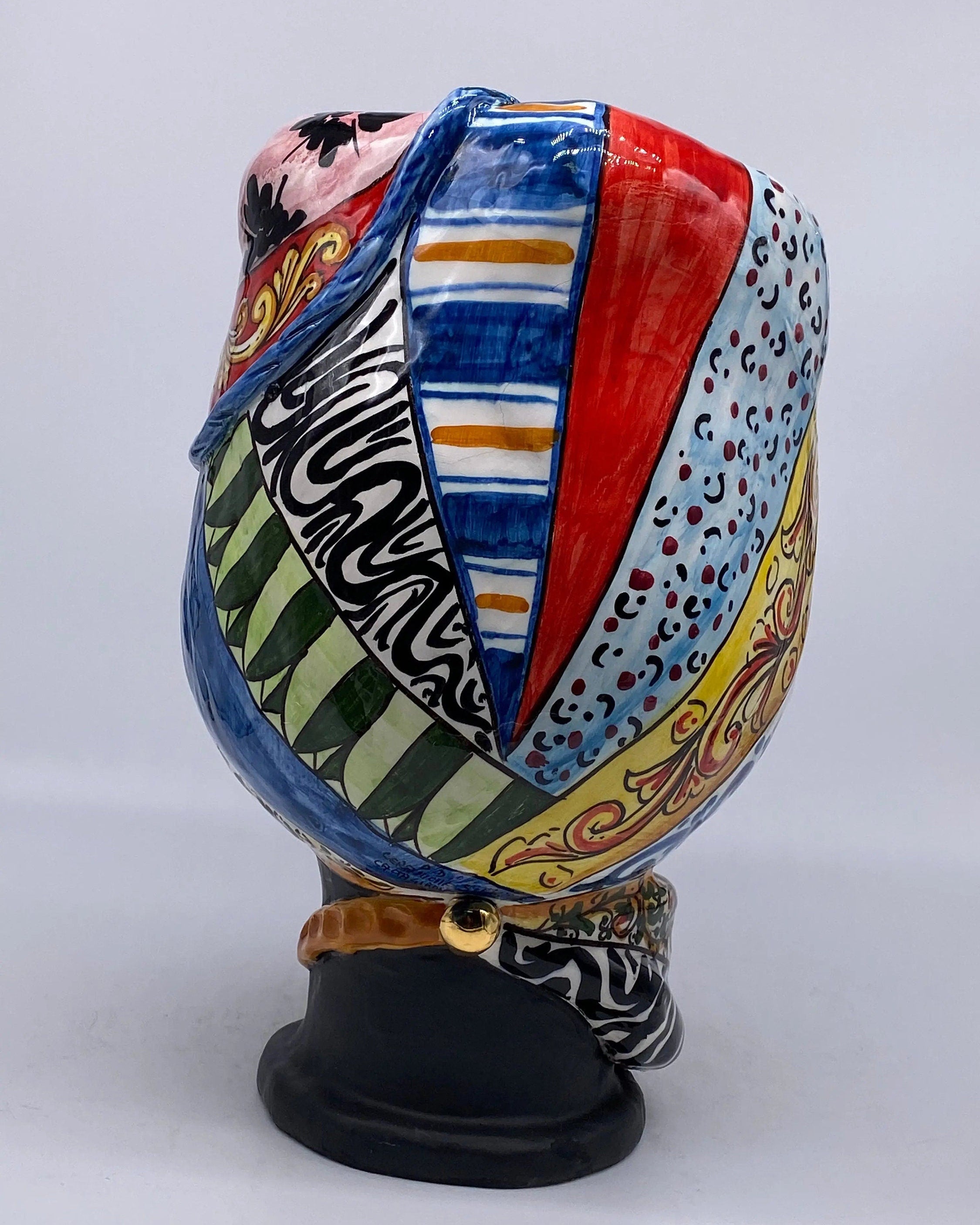 Teste di Moro Horus Ceramica Caltagirone cm H.30 L.18 Artigianale Decorazione “Carretto” DD CERAMICHE SICILIANE