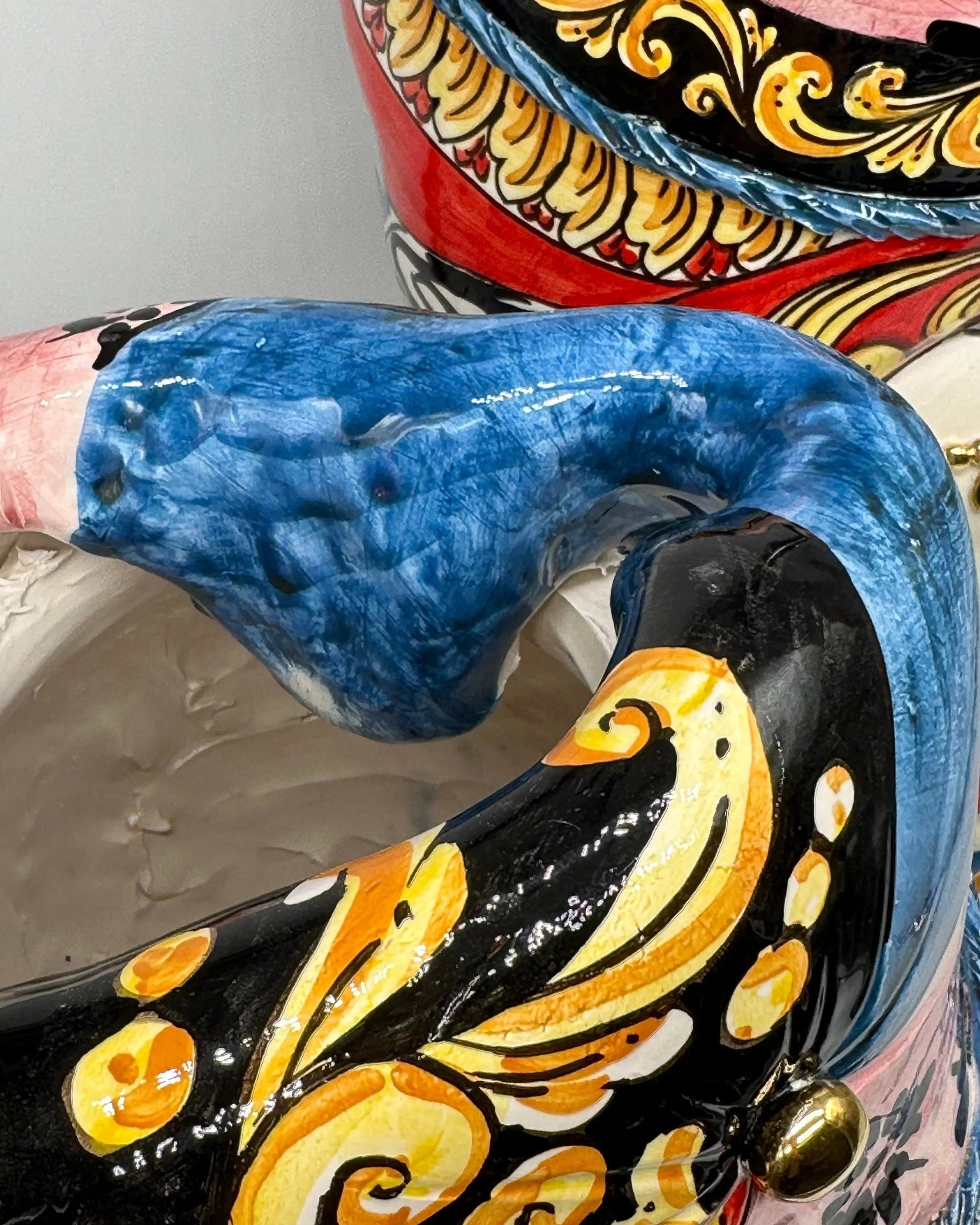 Teste di Moro Horus Ceramica Caltagirone cm H.40 L.23 Artigianale Decorazione “Carretto2” DD CERAMICHE SICILIANE