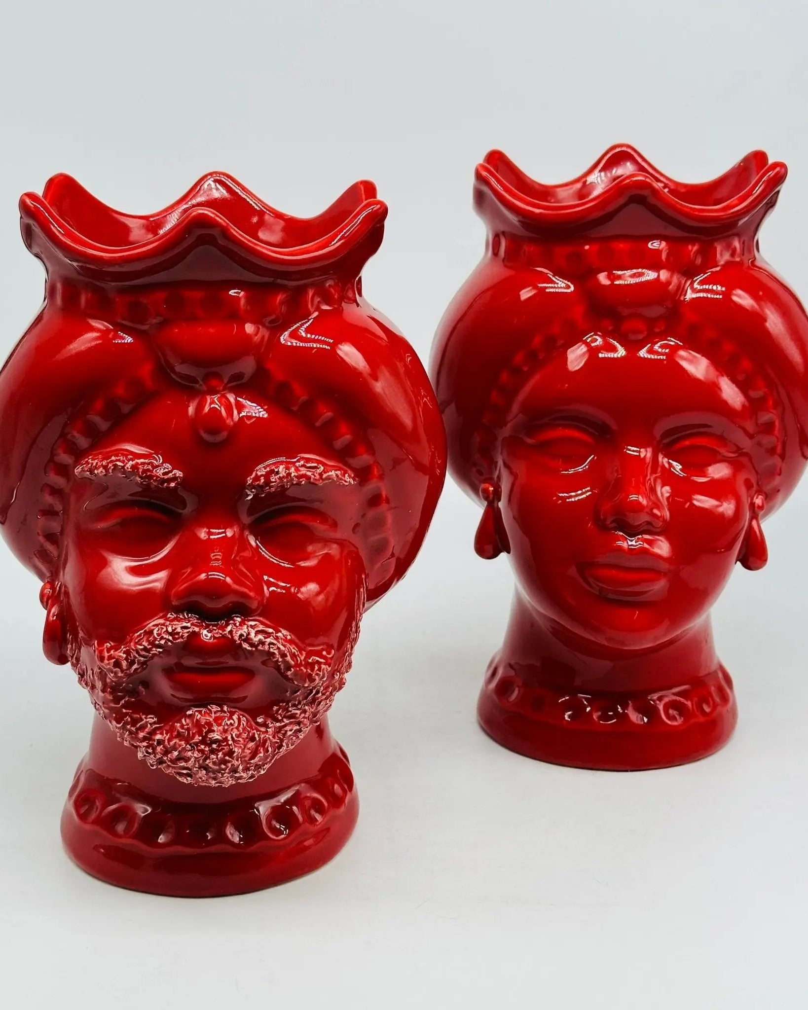 Teste di Moro Luis Ceramica Caltagirone cm H.22 L.15 Artigianale Turbante Rosso - TESTA DI MORO