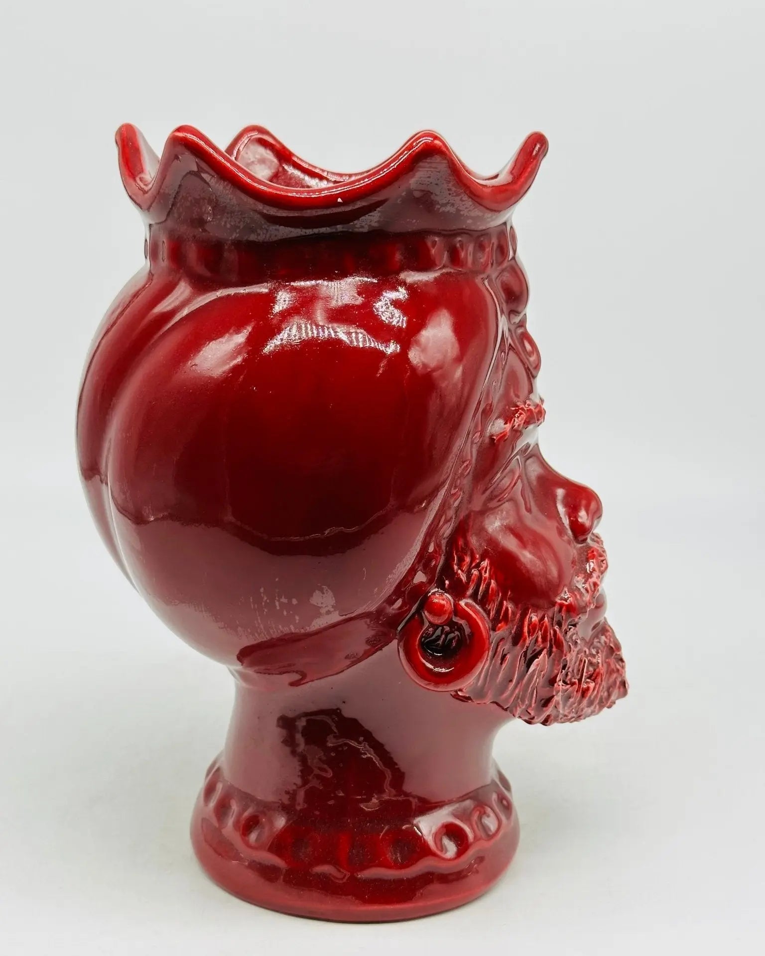 Teste di Moro Luis Ceramica Caltagirone cm H.22 L.15 Artigianale Turbante Bordeaux - TESTA DI MORO