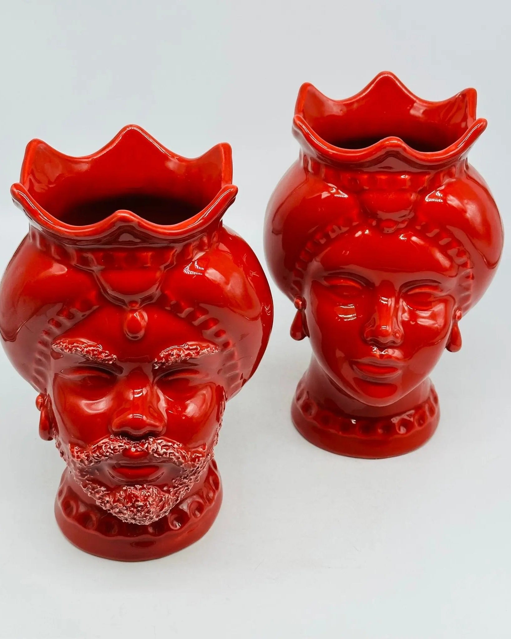 Teste di Moro Luis Ceramica Caltagirone cm H.22 L.15 Artigianale Turbante Rosso - TESTA DI MORO