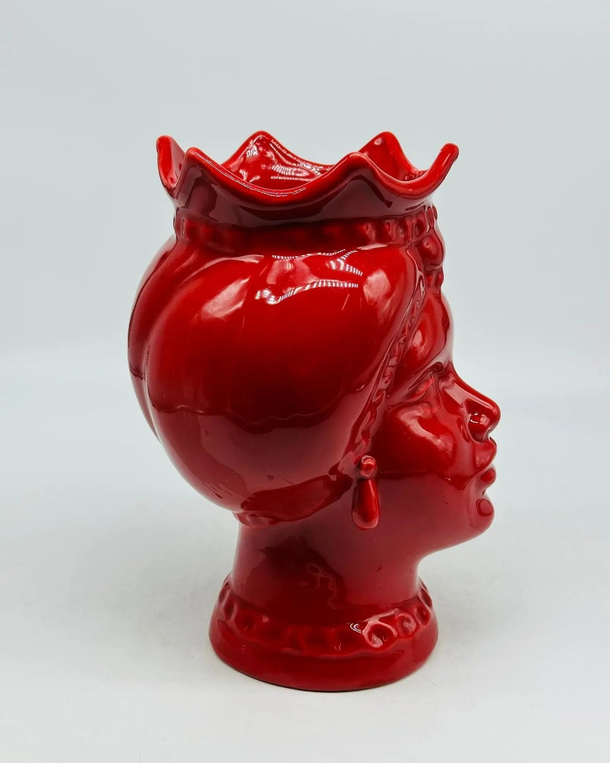 Teste di Moro Luis Ceramica Caltagirone cm H.22 L.15 Artigianale Turbante Rosso - TESTA DI MORO