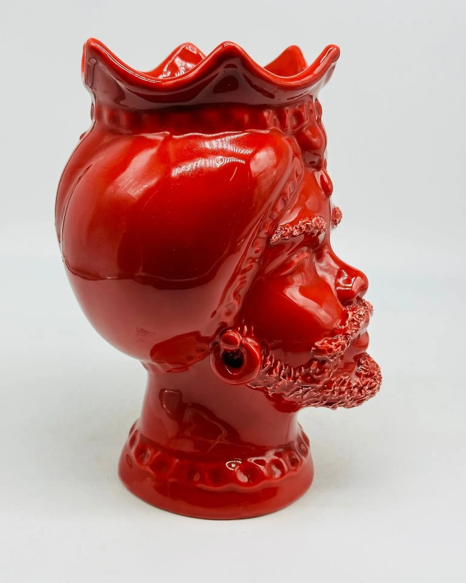 Teste di Moro Luis Ceramica Caltagirone cm H.22 L.15 Artigianale Turbante Rosso - TESTA DI MORO
