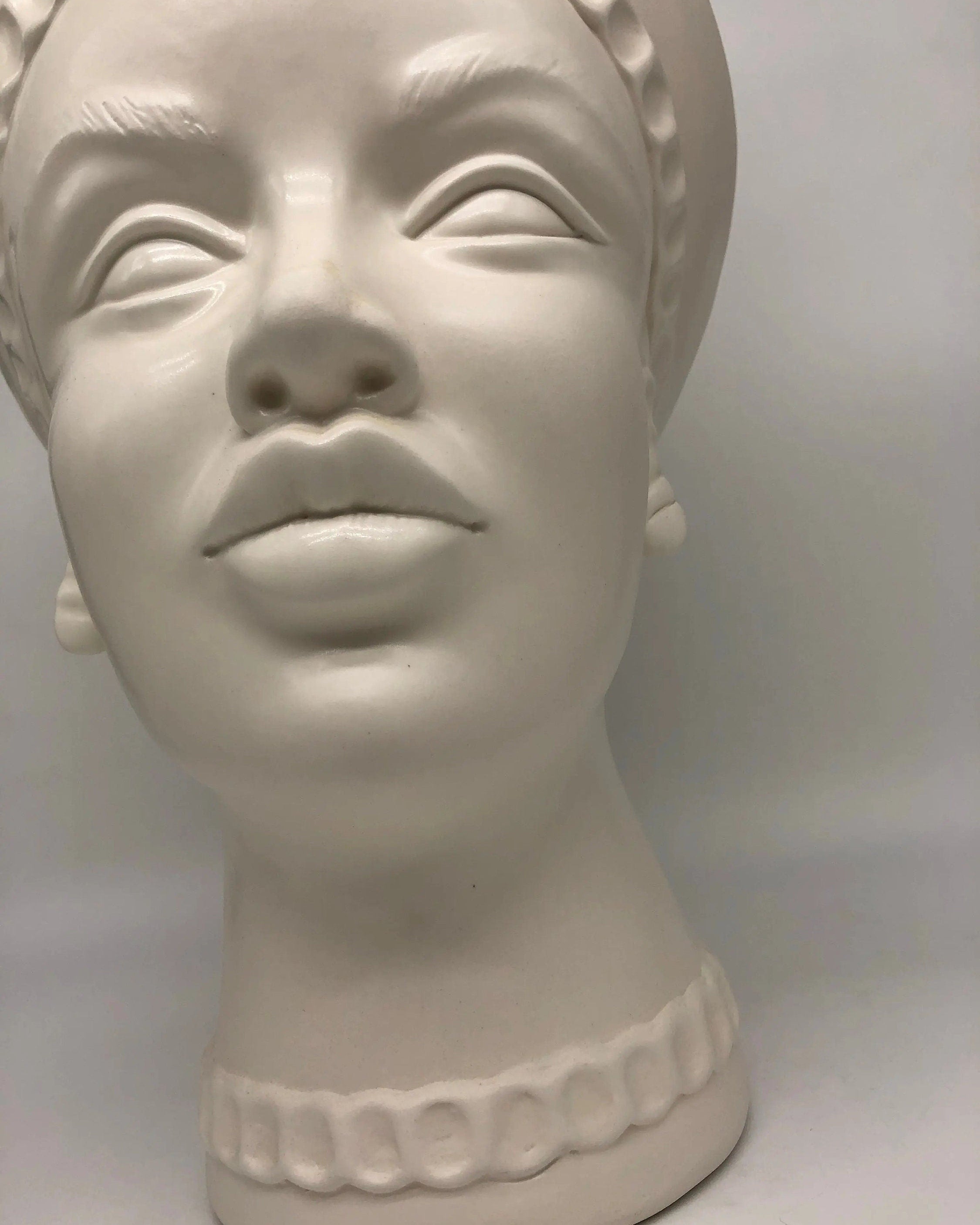 Teste di Moro Luis Ceramica Caltagirone cm H.44 L.23 Artigianale Turbante Liscio Bianco Opaco DD CERAMICHE SICILIANE