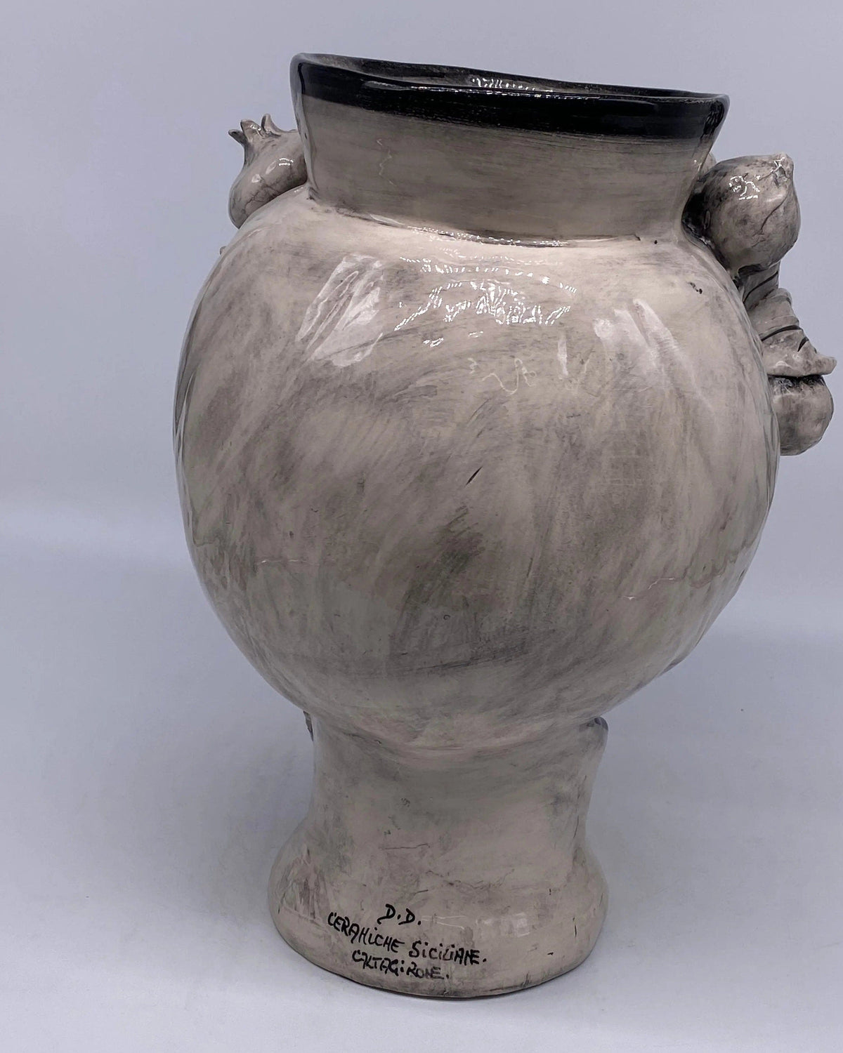 Teste di Moro Mediterraneo Ceramica Caltagirone cm H.29 L.22 Artigianale Bicolore Nero DD CERAMICHE SICILIANE