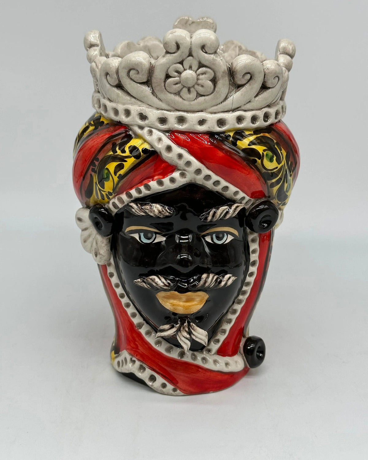 Teste di Moro Moresca Ceramica Caltagirone cm H.22 L.13 Artigianale Decorazione 2020 Rosso DD CERAMICHE SICILIANE
