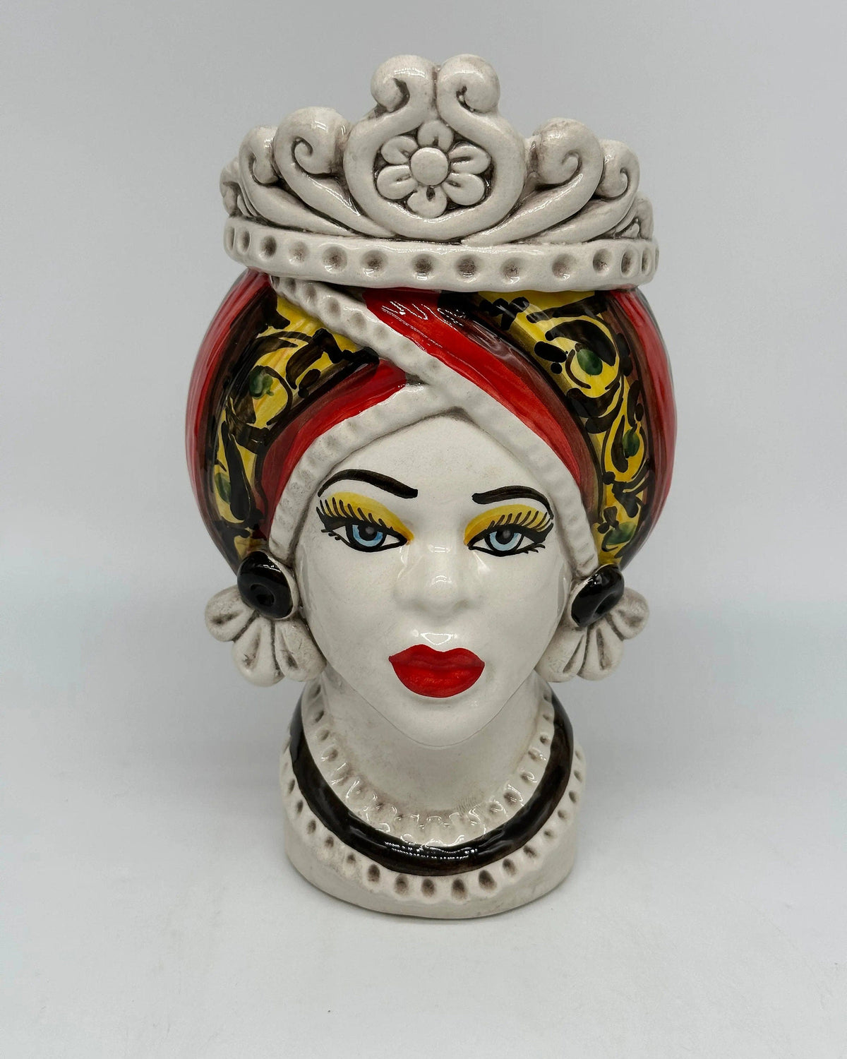 Teste di Moro Moresca Ceramica Caltagirone cm H.22 L.13 Artigianale Decorazione 2020 Rosso DD CERAMICHE SICILIANE