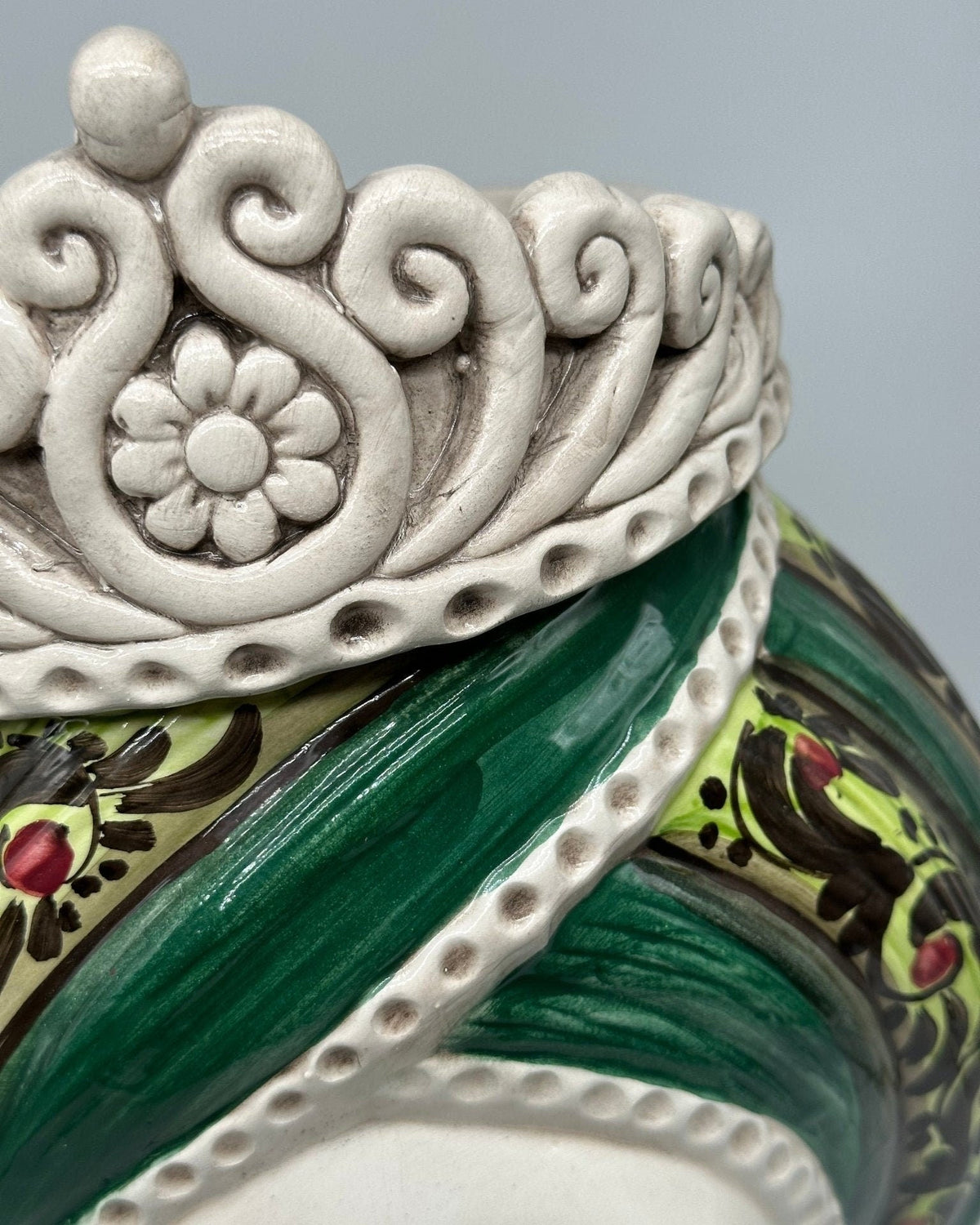 Teste di Moro Moresca Ceramica Caltagirone cm H.40 L.24 Artigianale Barocco Verde - DD CERAMICHE SICILIANE