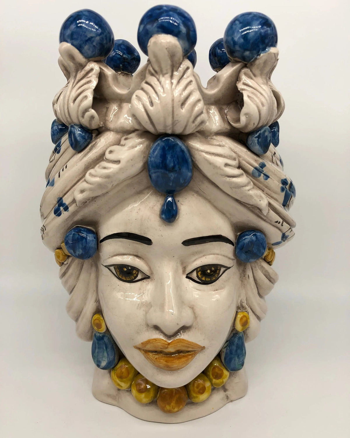 Teste di Moro Seicento Ceramica Caltagirone cm H.30 L.20 Artigianale Blu DD CERAMICHE SICILIANE