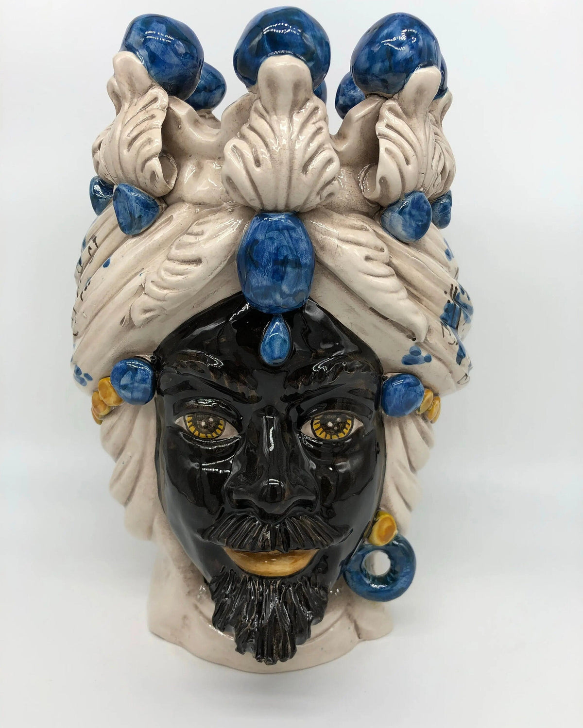 Teste di Moro Seicento Ceramica Caltagirone cm H.30 L.20 Artigianale Blu DD CERAMICHE SICILIANE