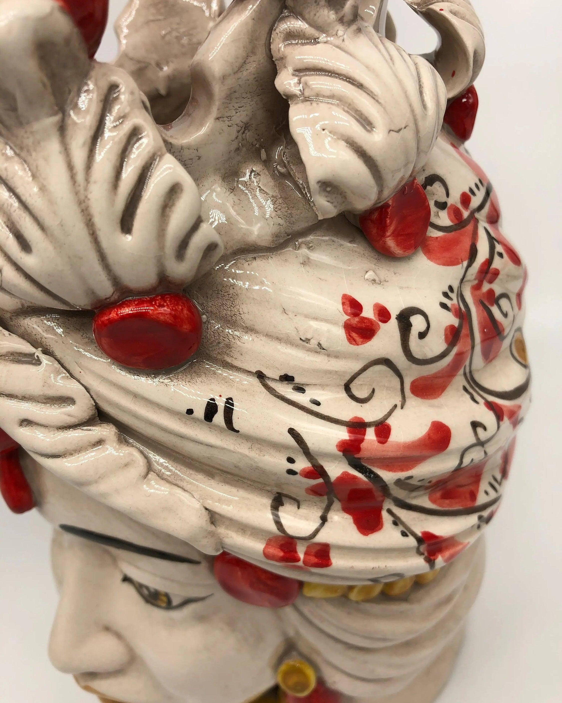Teste di Moro Seicento Ceramica Caltagirone cm H.30 L.20 Artigianale Rosso DD CERAMICHE SICILIANE
