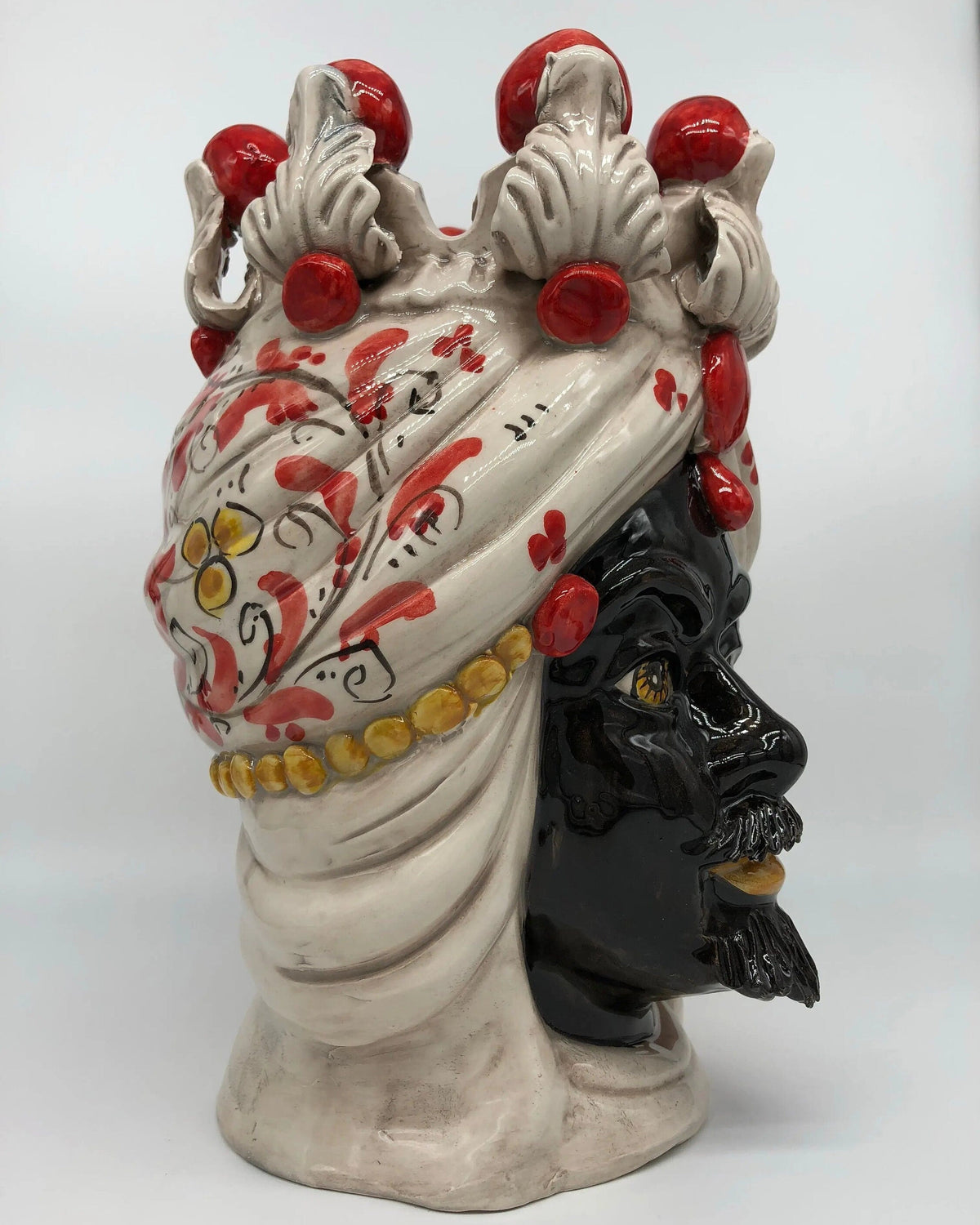 Teste di Moro Seicento Ceramica Caltagirone cm H.30 L.20 Artigianale Rosso DD CERAMICHE SICILIANE