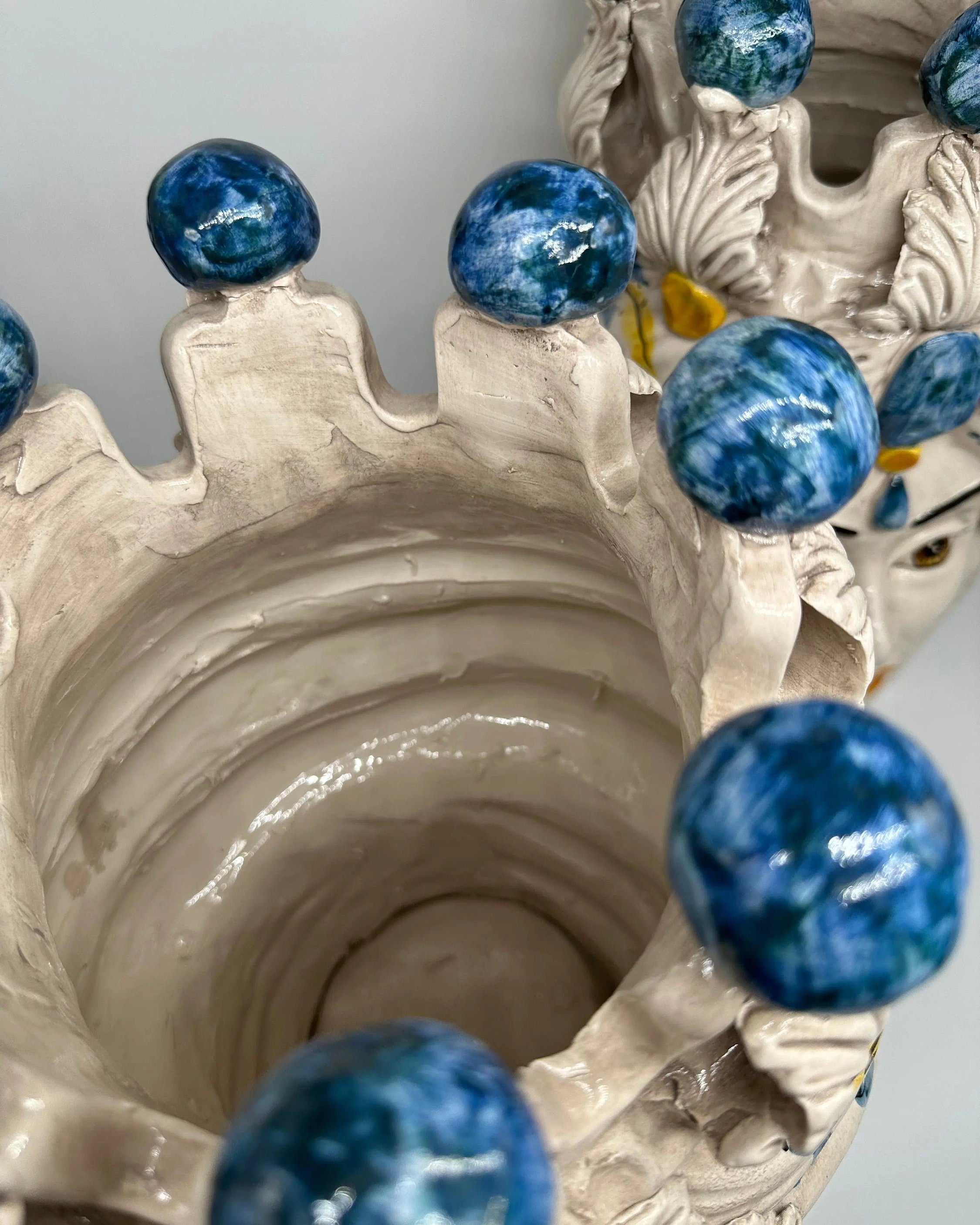 Teste di Moro Seicento Ceramica Caltagirone cm H.40 L.25 Artigianale Blu DD CERAMICHE SICILIANE