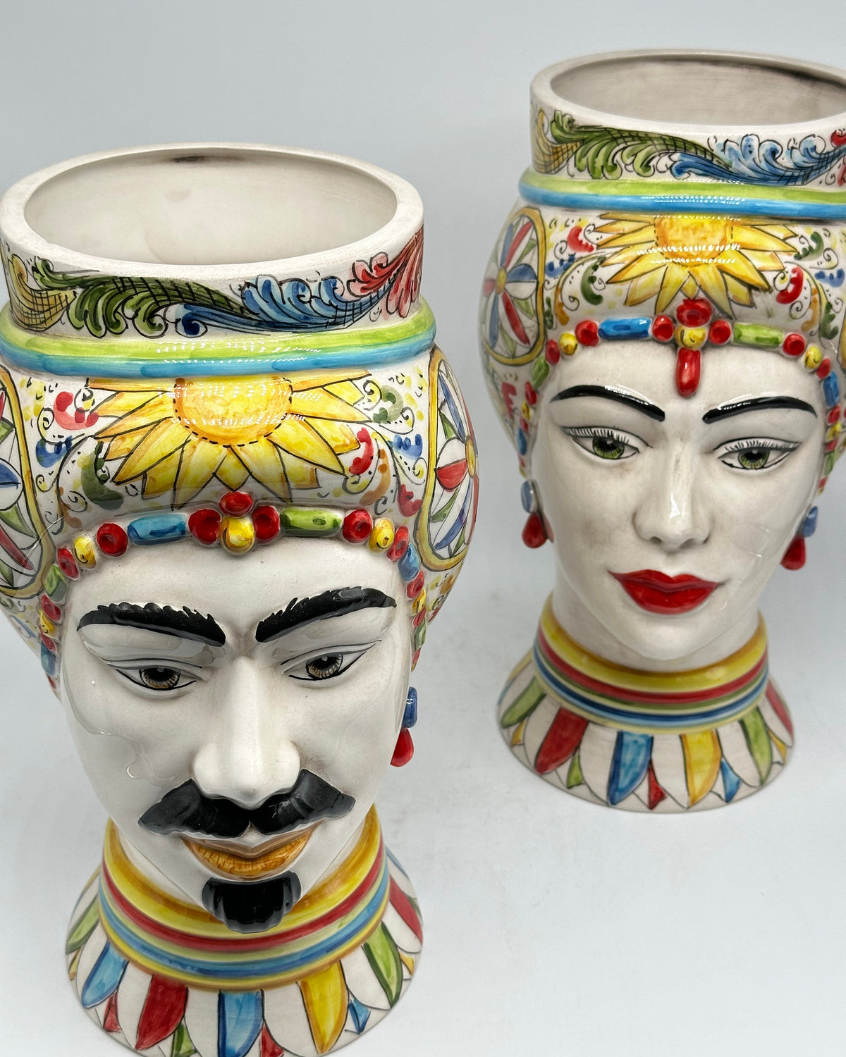 Teste di Moro Token Ceramica Caltagirone cm H.31 L.18 Artigianale Decoro Carretto V.2 - TESTA DI MORO