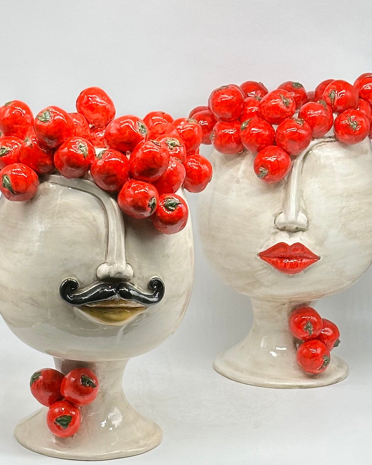 Teste di Moro Tomato Ceramica Caltagirone cm H.38 L.26 Artigianale - TESTE DI MORO