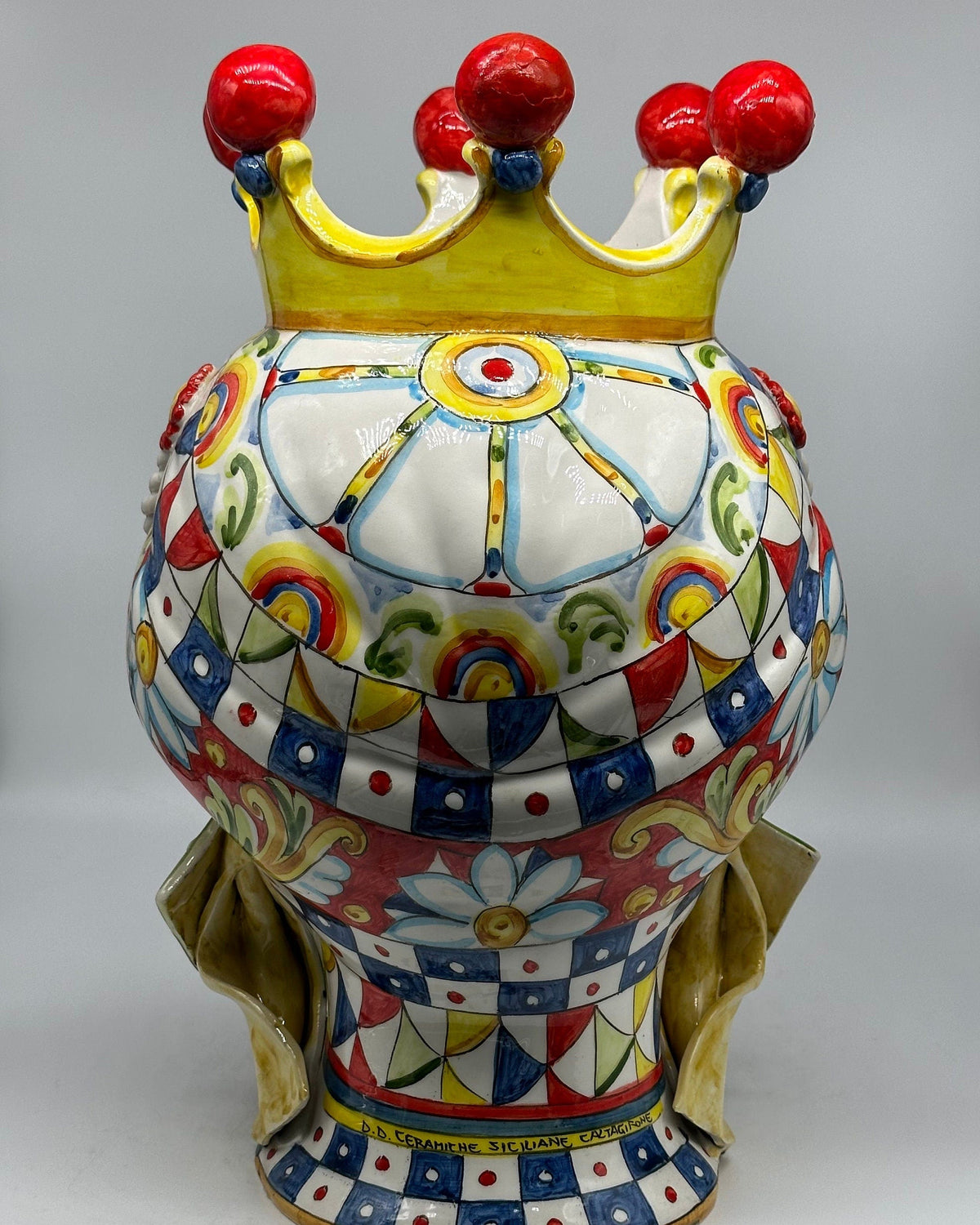 Teste Di Moro Zefiro Ceramica Caltagirone Cm H.43 L.26 Artigianale Serie "Carretto"