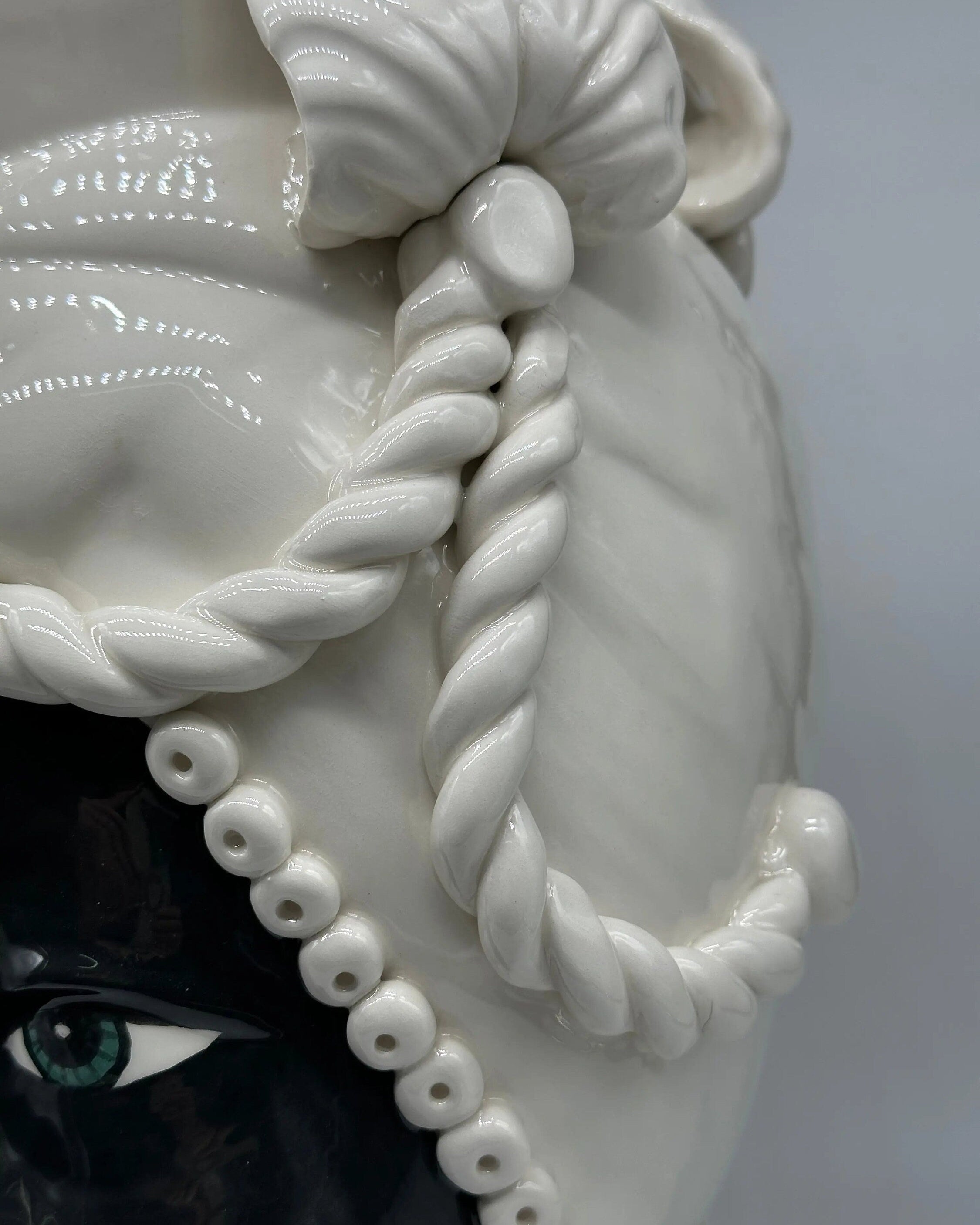 Teste di Moro Zefiro Ceramica Caltagirone cm H.43 L.26 Artigianale Bianco Nero DD CERAMICHE SICILIANE