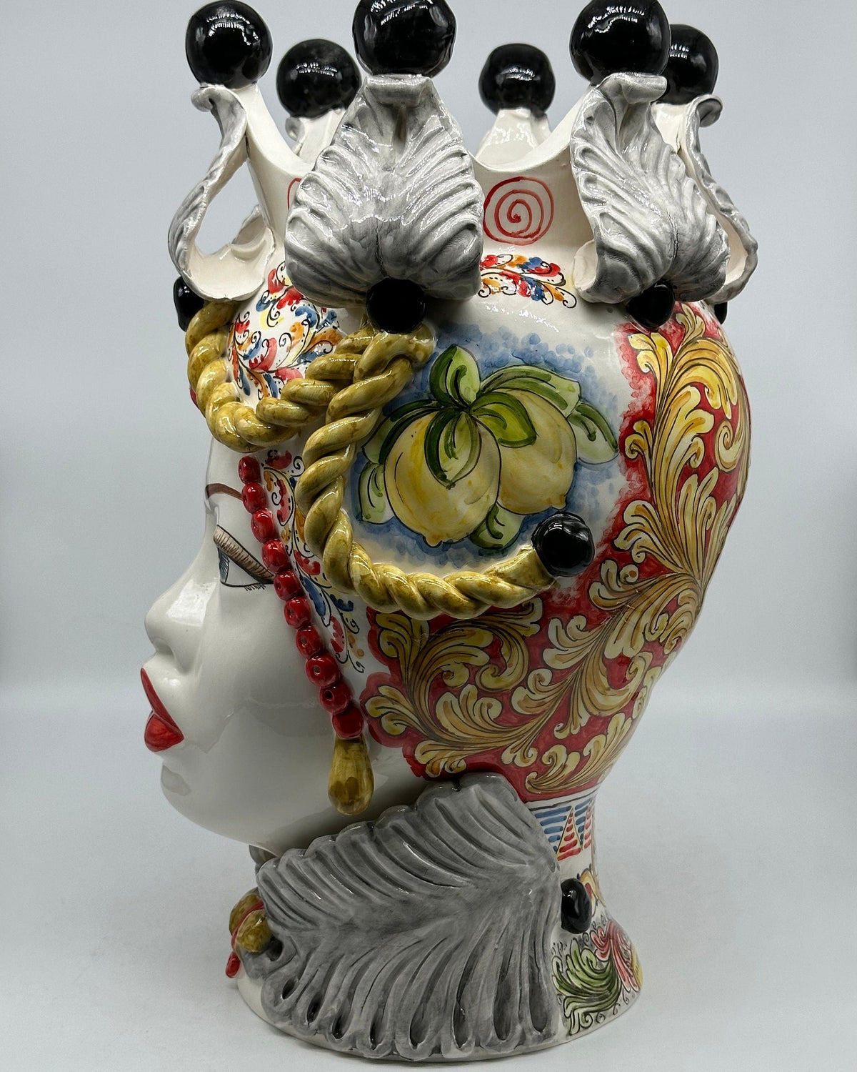 Teste Di Moro Zefiro Ceramica Caltagirone Cm H.43 L.26 Artigianale Serie Sicilia