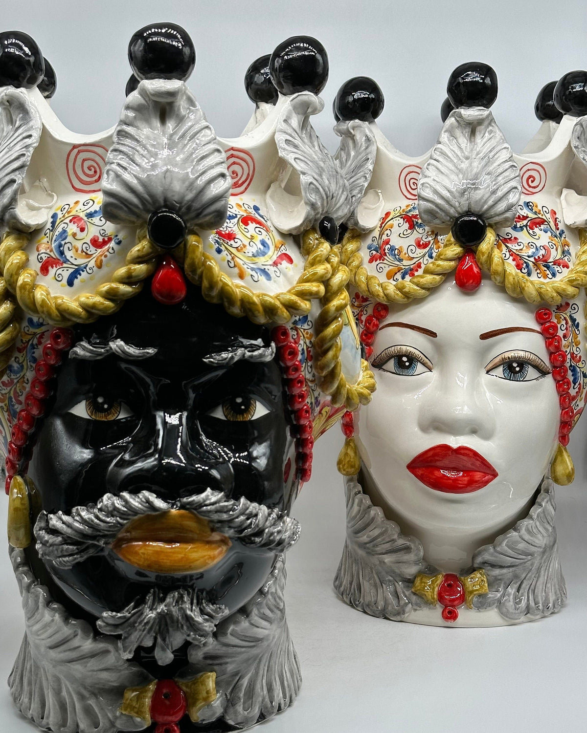 Teste Di Moro Zefiro Ceramica Caltagirone Cm H.43 L.26 Artigianale Serie Sicilia