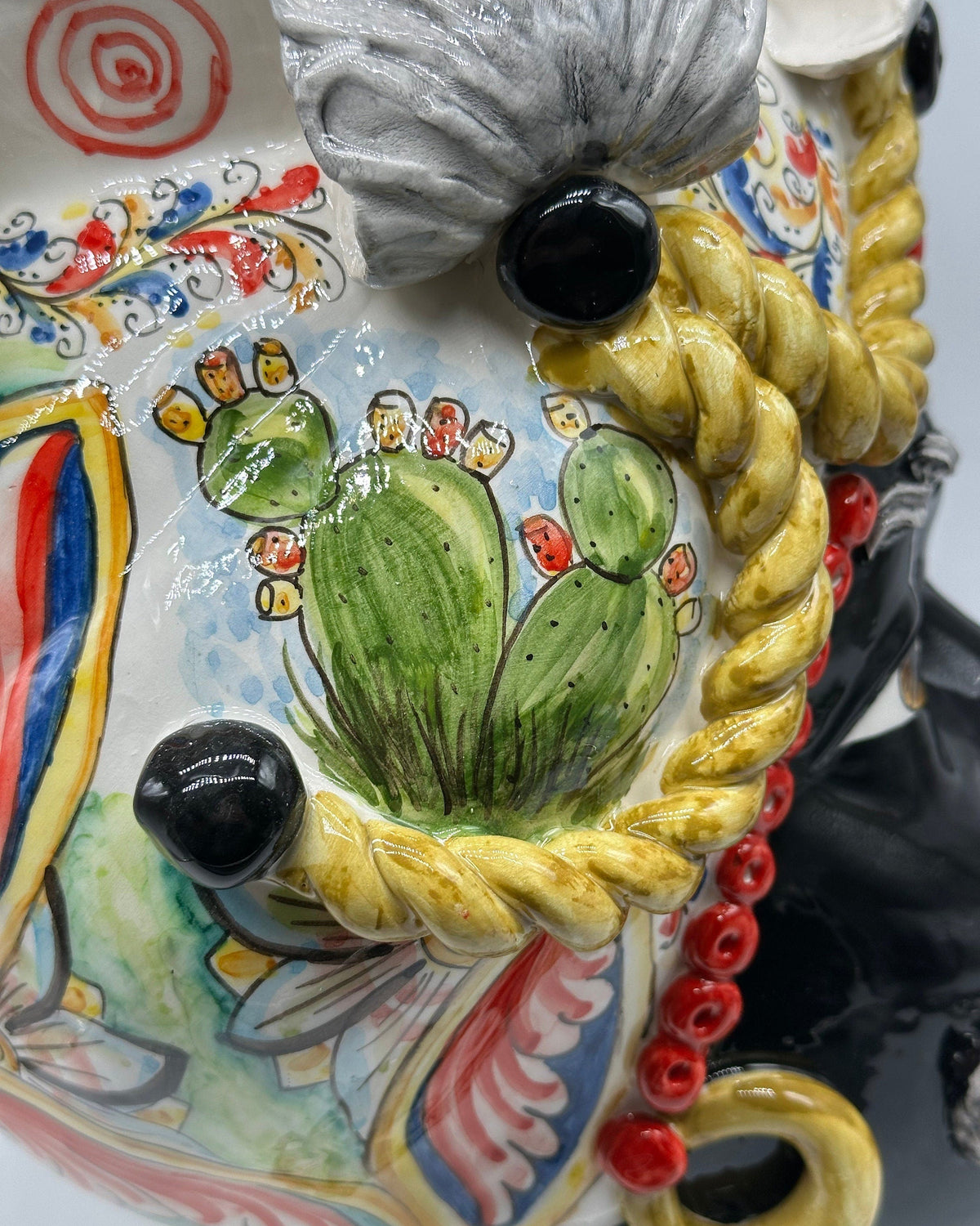 Teste Di Moro Zefiro Ceramica Caltagirone Cm H.43 L.26 Artigianale Serie Sicilia