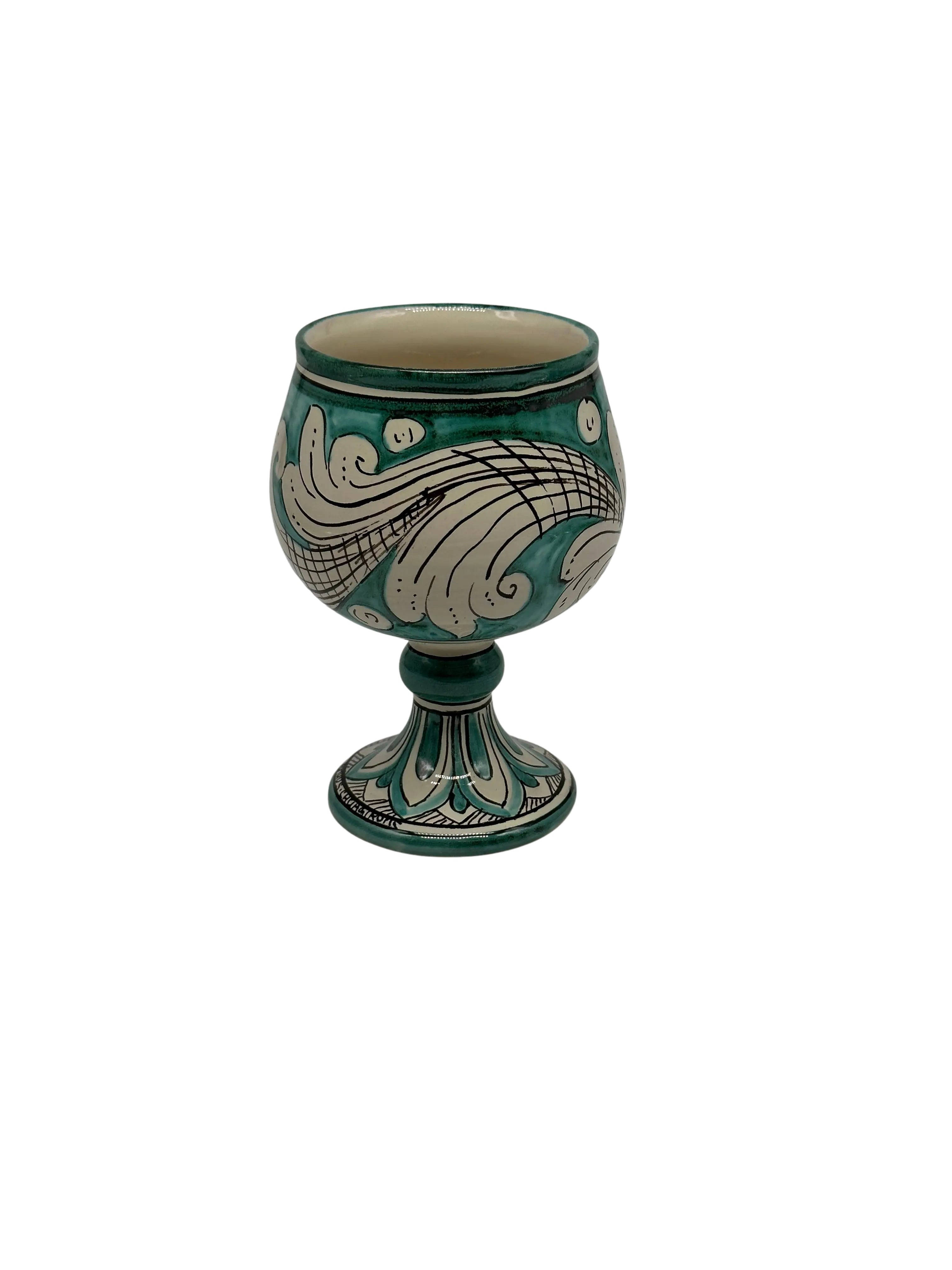 Calice Ceramica Caltagirone decorato a mano Soprammobile VARI COLORI DD CERAMICHE SICILIANE