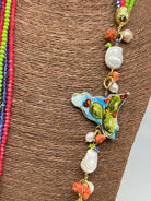 Collana Multifilo di Pietre colorate ciondolo Sicilia perle e pietre V.2 - BIJOUX