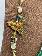 Collana multifilo di Pietre Verde, ciondolo Sicilia, perle e pietre DD CERAMICHE SICILIANE
