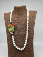 Collana Siciliana Fico d’India in Ceramica di Caltagirone catena pietre bianche - BIJOUX