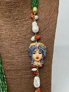 Collana Siciliana Multifilo Testa di Moro “Atena” Ceramica di Caltagirone V.3 - COLLANA