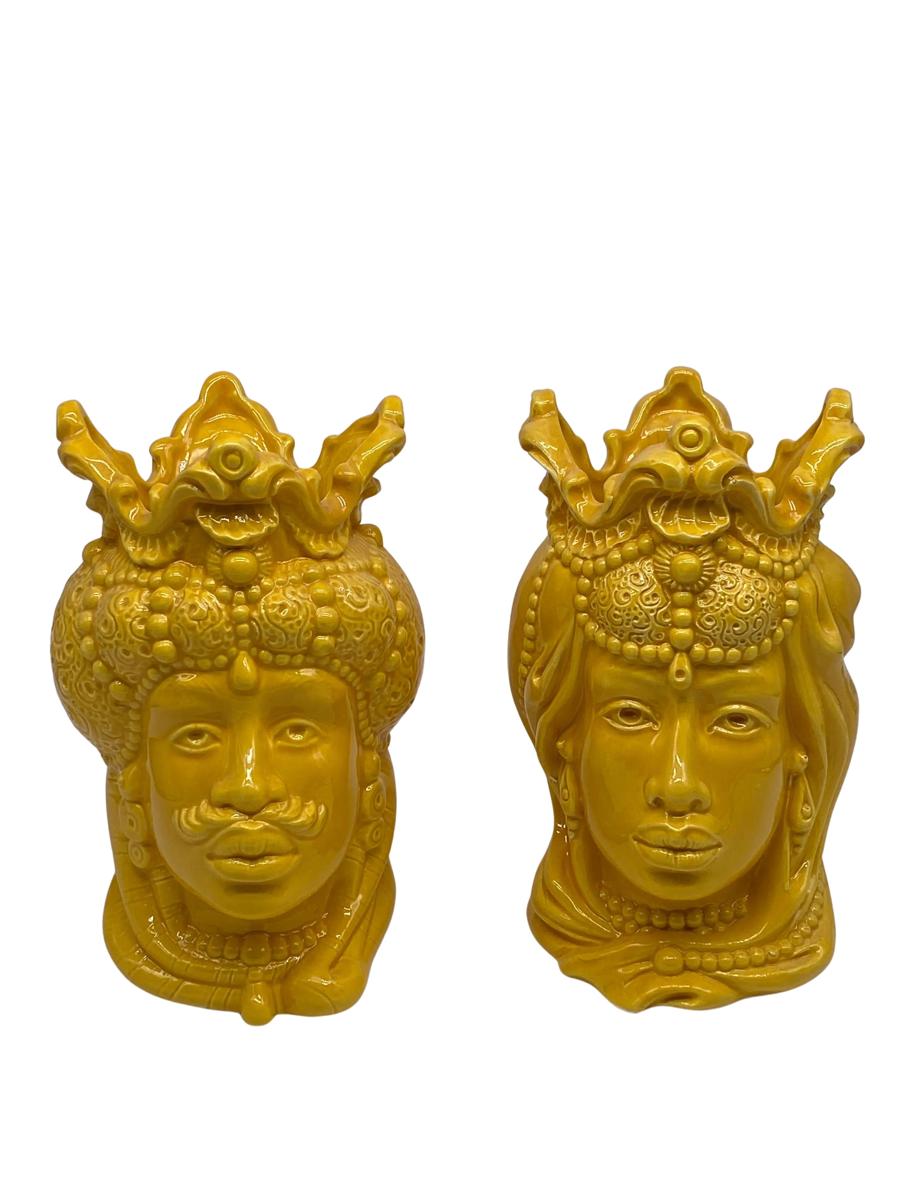 Teste di Moro Emiro Ceramica Caltagirone cm H.20 Artigianale VARI COLORI DD CERAMICHE SICILIANE