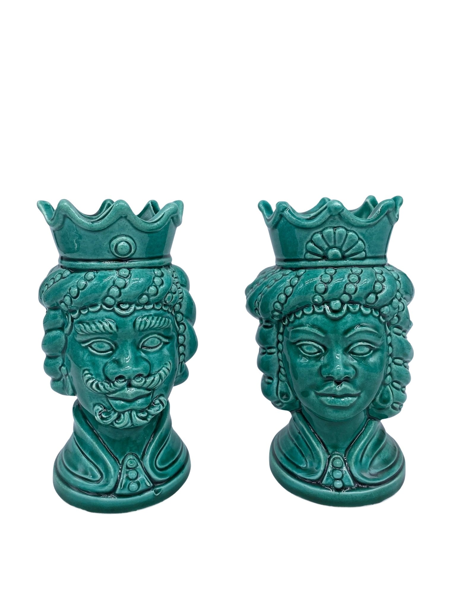 Coppia Teste di Moro Girun Ceramica Caltagirone cm H.15 L.8 Artigianale VARI COLORI - DD CERAMICHE SICILIANE