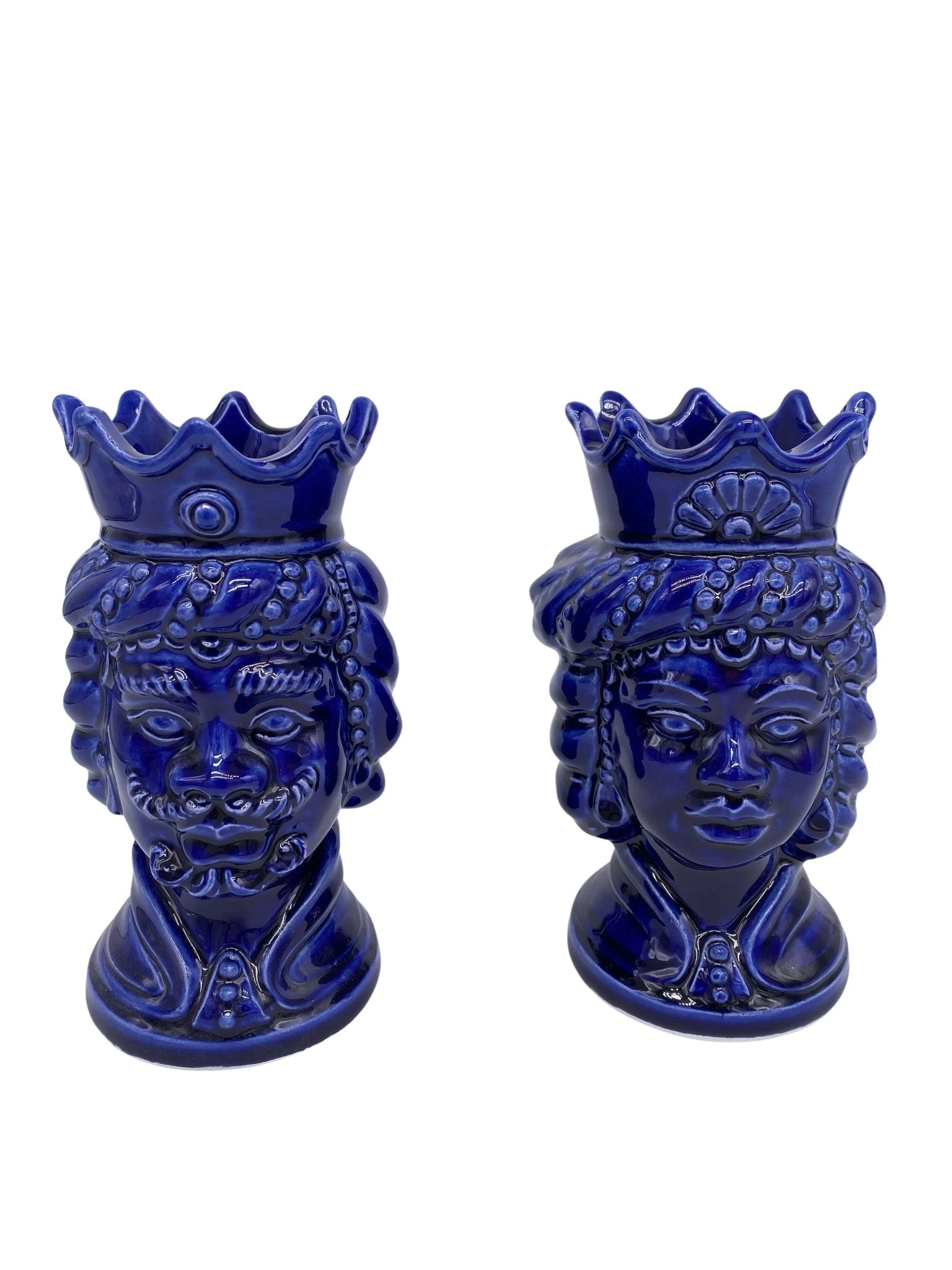 Coppia Teste di Moro Girun Ceramica Caltagirone cm H.15 L.8 Artigianale VARI COLORI - DD CERAMICHE SICILIANE