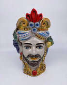 Teste di Moro Classica Ceramica Caltagirone cm H.27 L.20 Artigianale Craquelé DD CERAMICHE SICILIANE