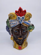 Teste di Moro Classica Ceramica Caltagirone cm H.27 L.20 Artigianale Craquelé DD CERAMICHE SICILIANE