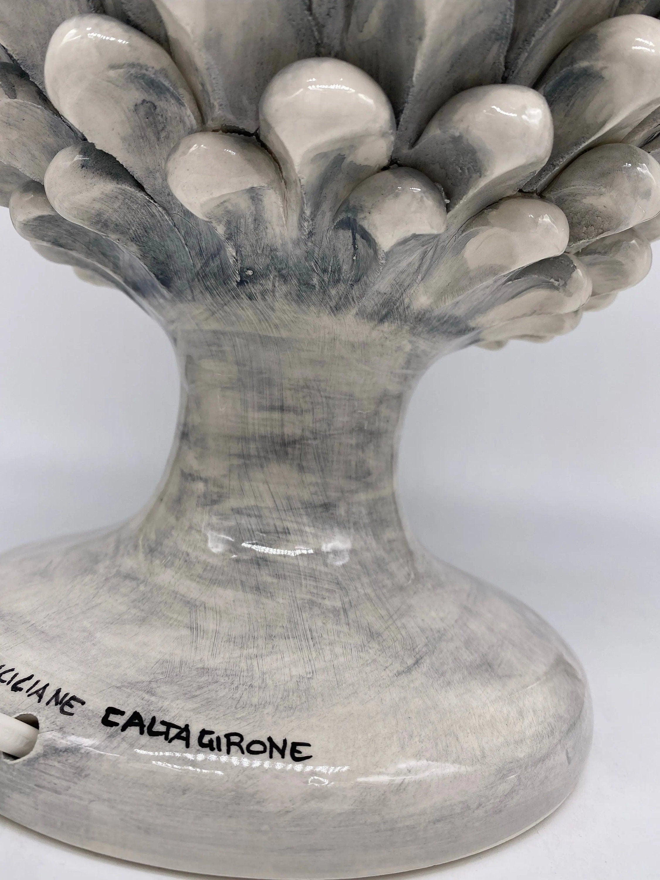 Lampada Pigna Ceramica Caltagirone cm H.40 Artigianale Ghiaccio DD CERAMICHE SICILIANE