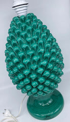 Lampada Pigna Ceramica Caltagirone cm H.40 Artigianale Verde Cristallo Base Decorata DD CERAMICHE SICILIANE