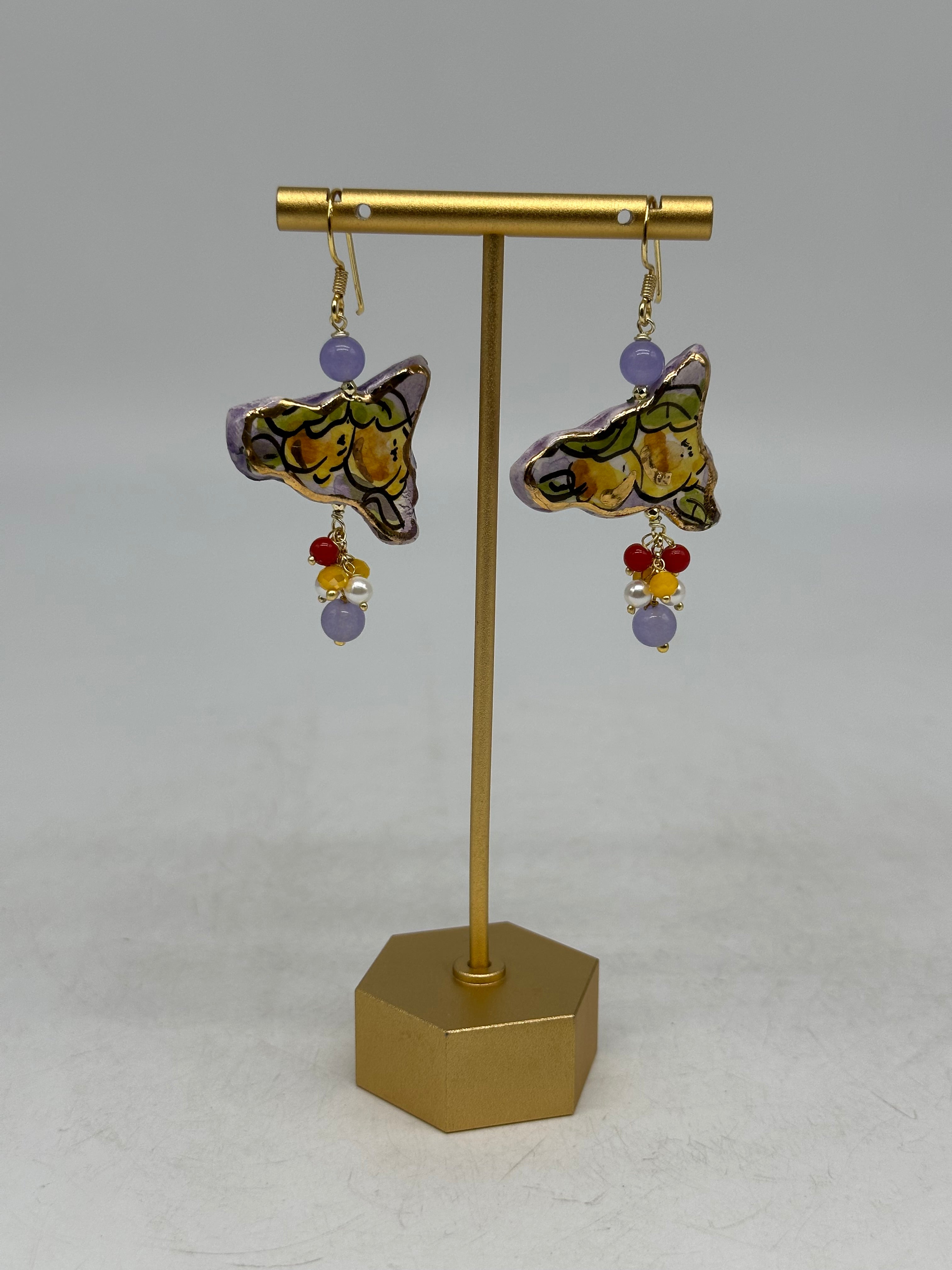 Orecchini Artigianali Sicilia Viola Ceramica di Caltagirone - BIJOUX