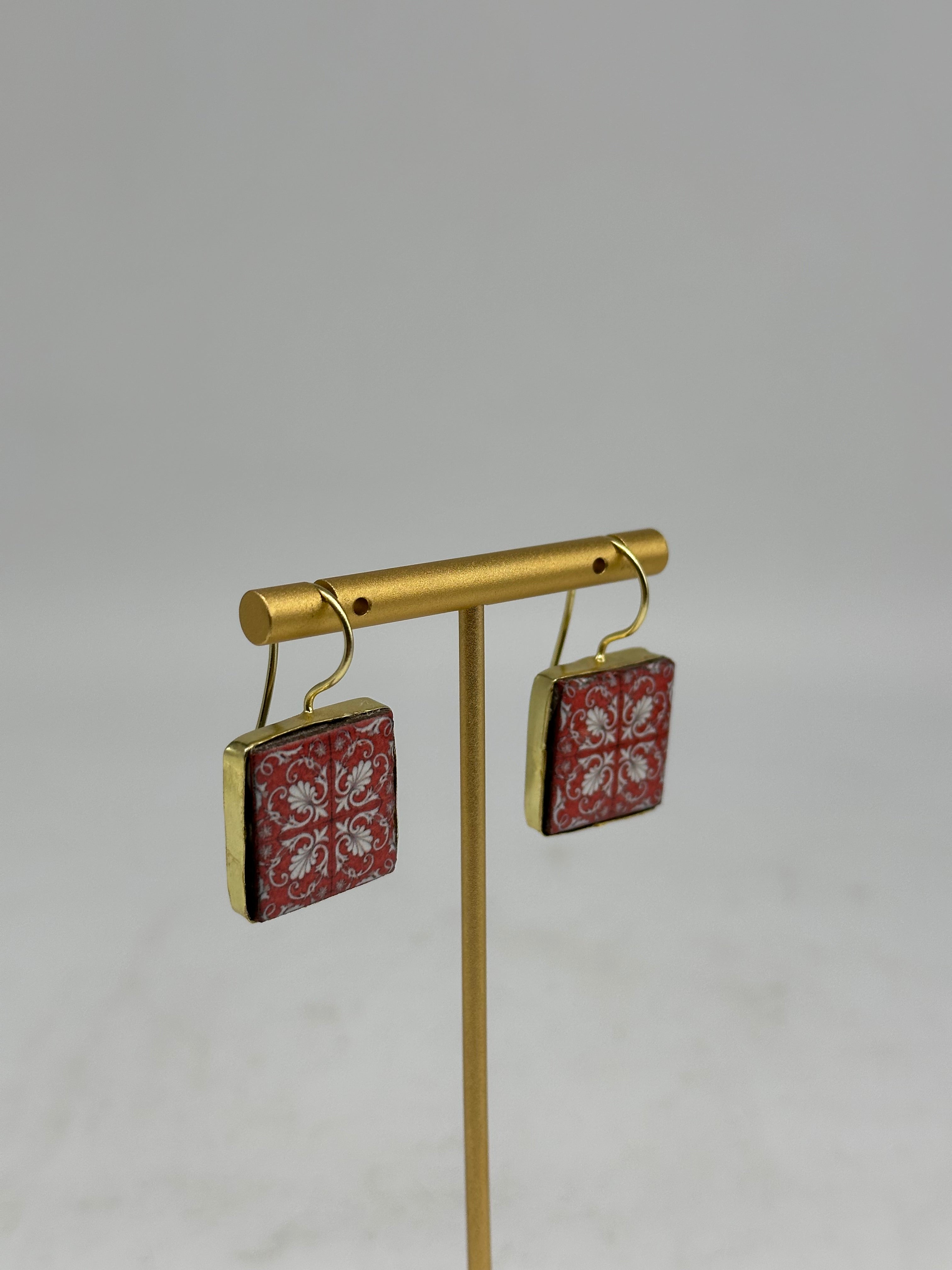 Orecchini Mattonella Maiolica Ceramica di Caltagirone V.17 - ORECCHINI